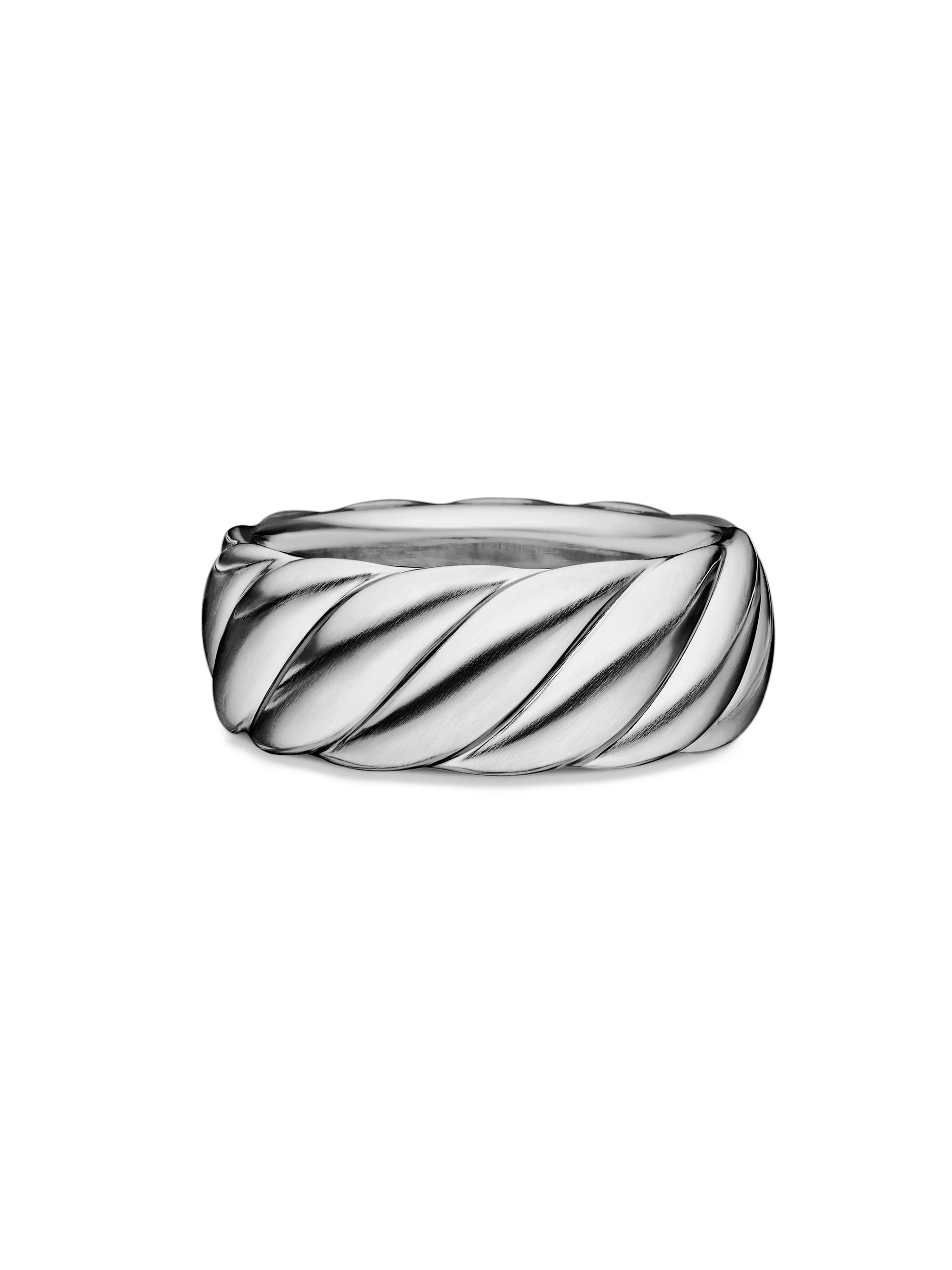 David Yurman Men's Sculpted Cable Contour Band Ring in Sterling Silver, 9MM - Silver