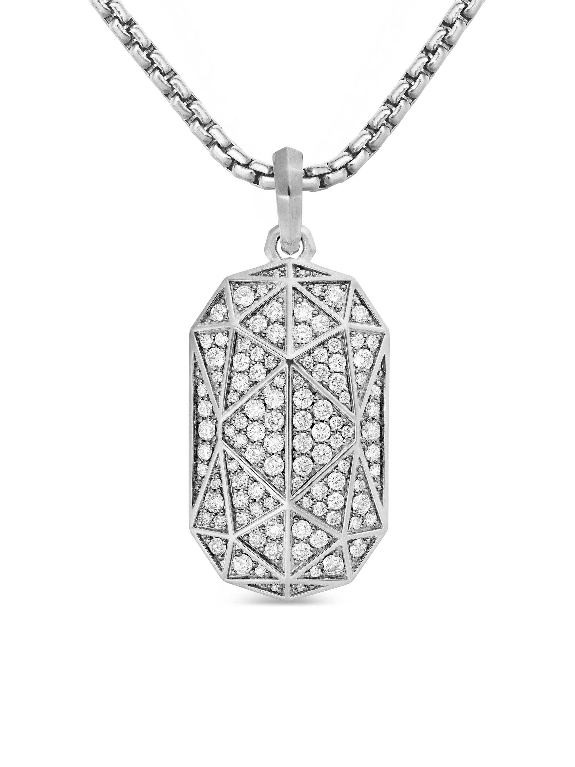 David Yurman Men's Torqued Faceted Amulet In Sterling Silver - Diamond