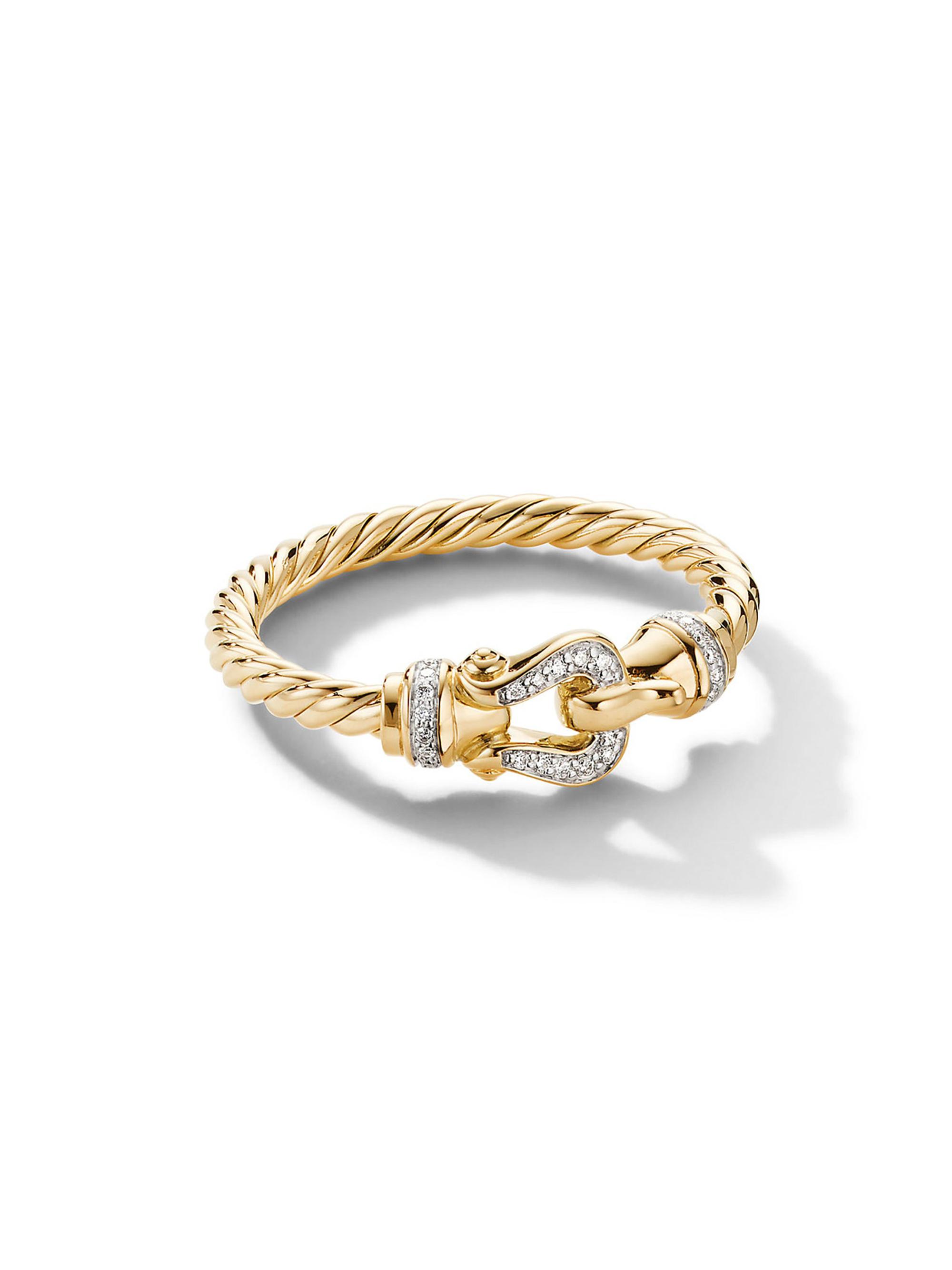 David Yurman Women's Petite Buckle Ring In 18K Yellow Gold - Diamond