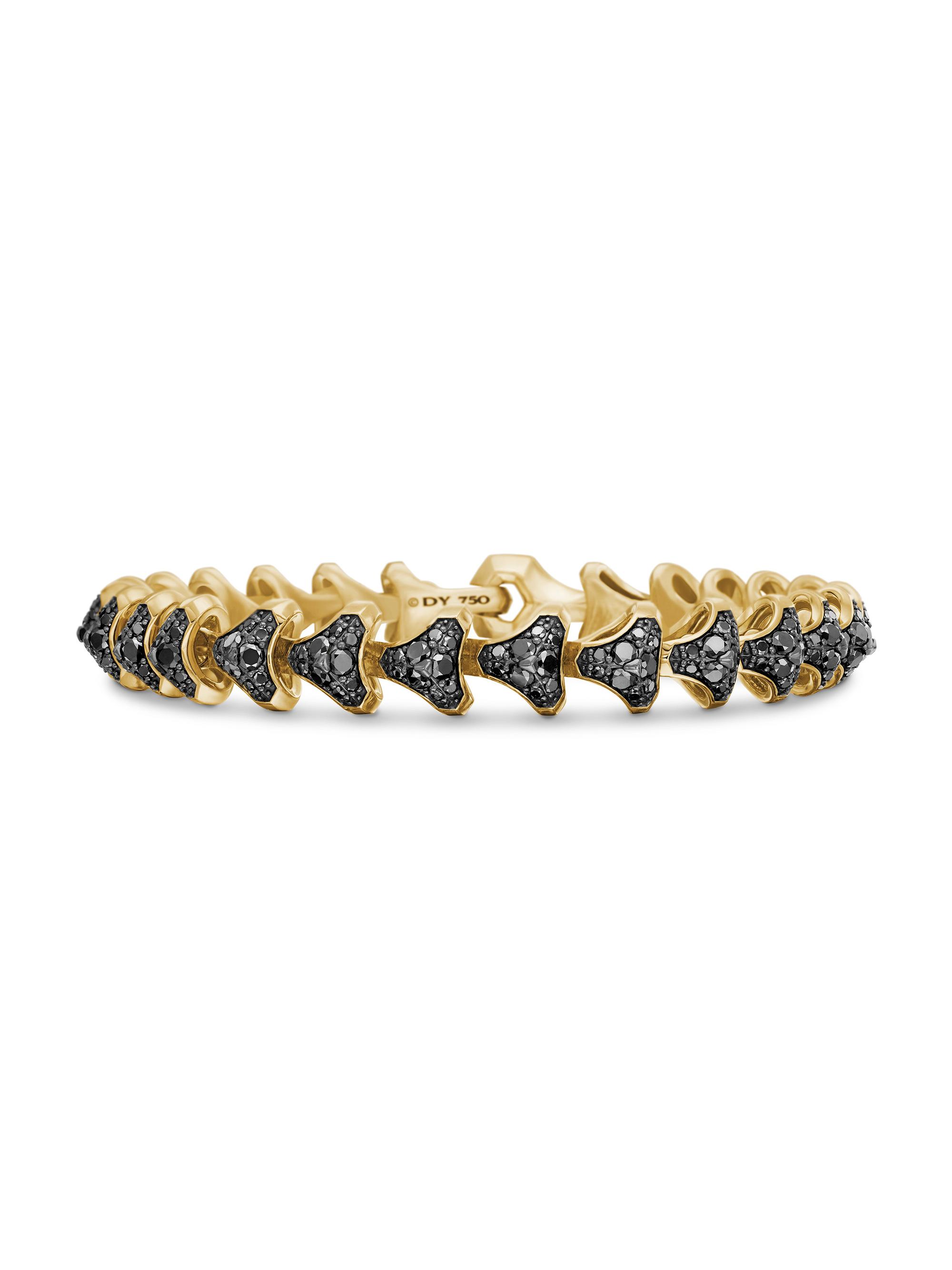 David Yurman Men's Armory Link Bracelet in 18K Yellow Gold - Black Diamond