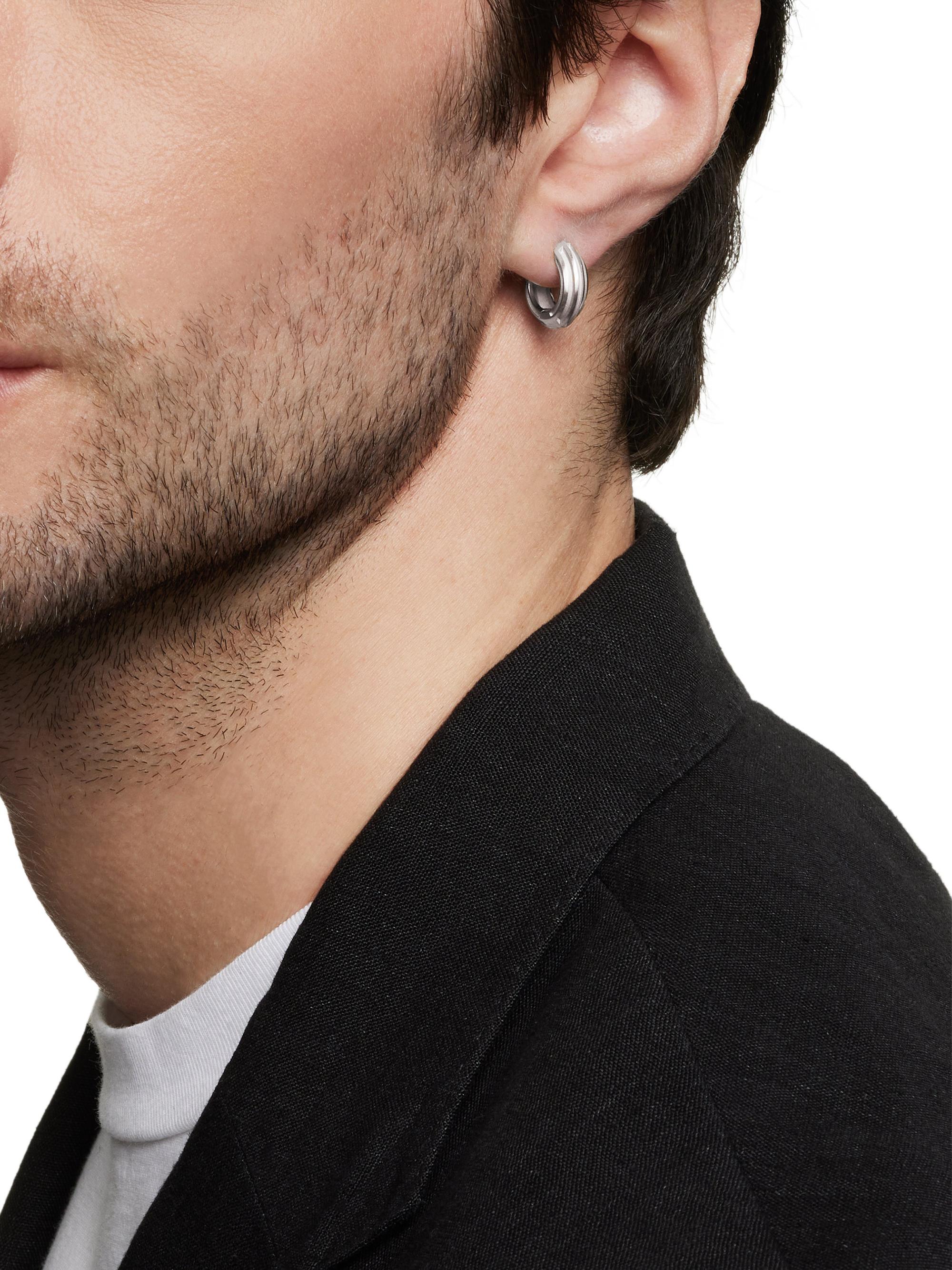 David Yurman Armory Hoop Earring in Sterling Silver | Saks Fifth