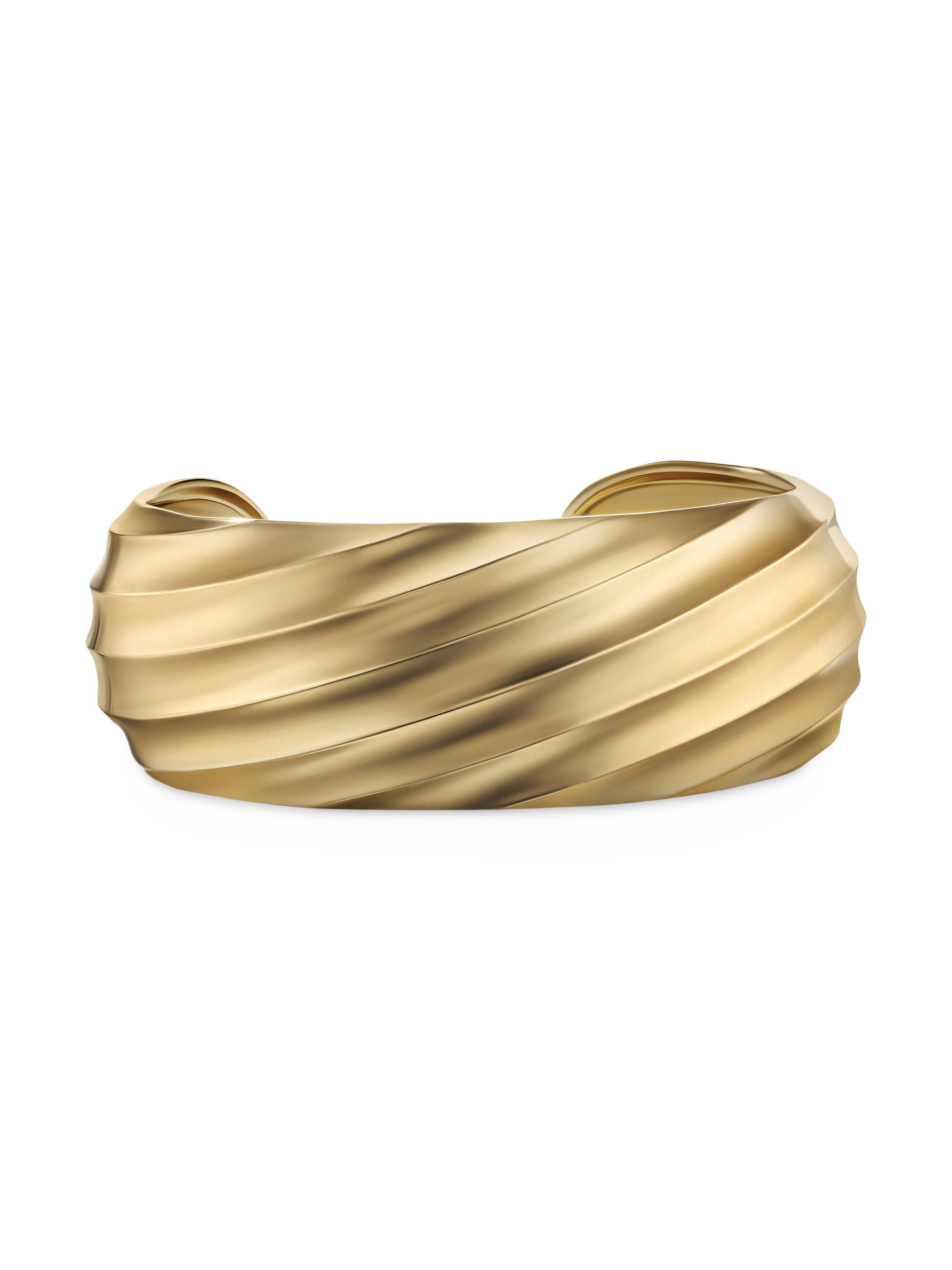 David Yurman Women's Cable Edge Cuff Bracelet In 18K Yellow Gold - Gold