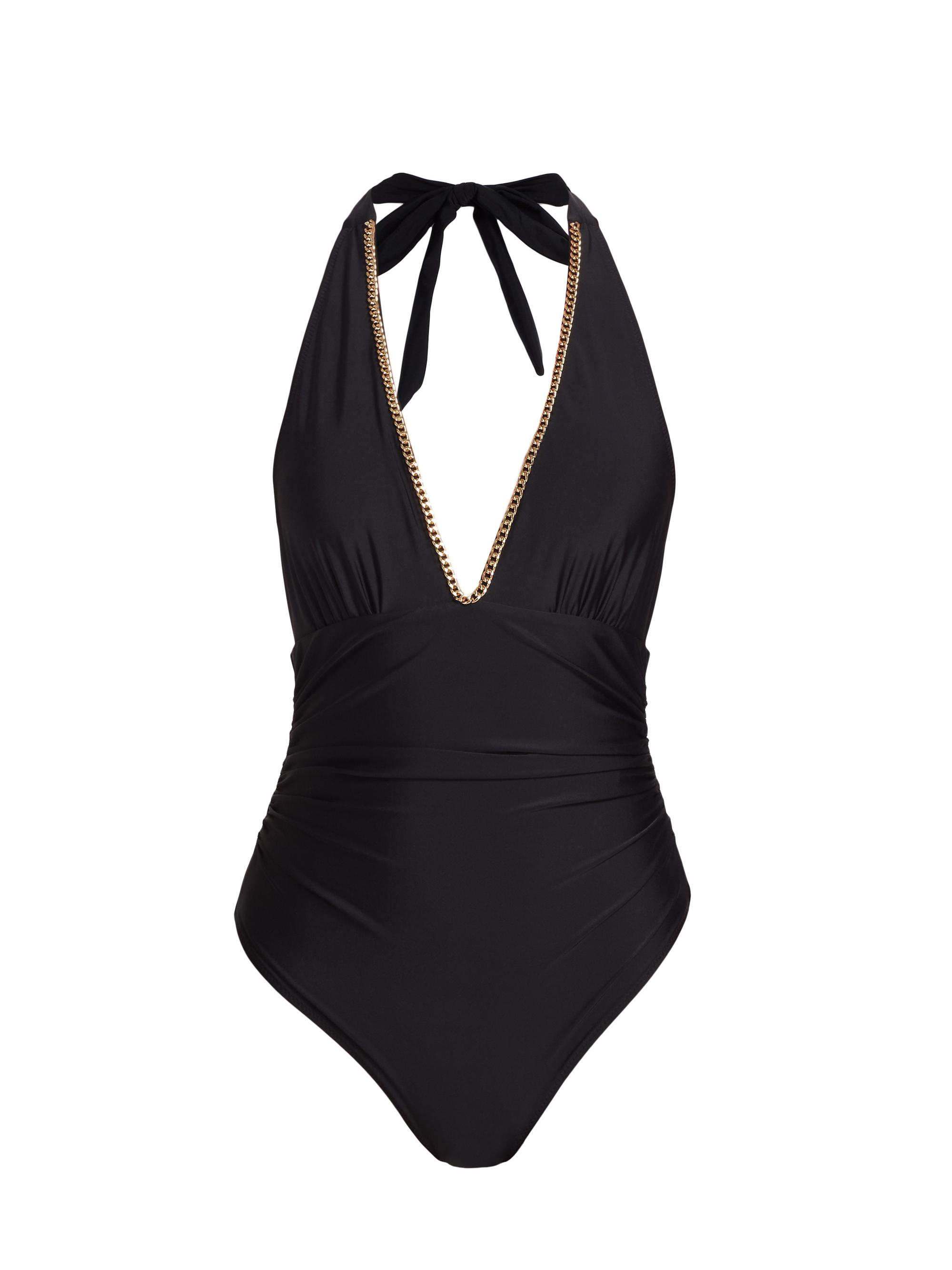 Generation Love Women's Malta Chain Halterneck One-Piece Swimsuit - Black