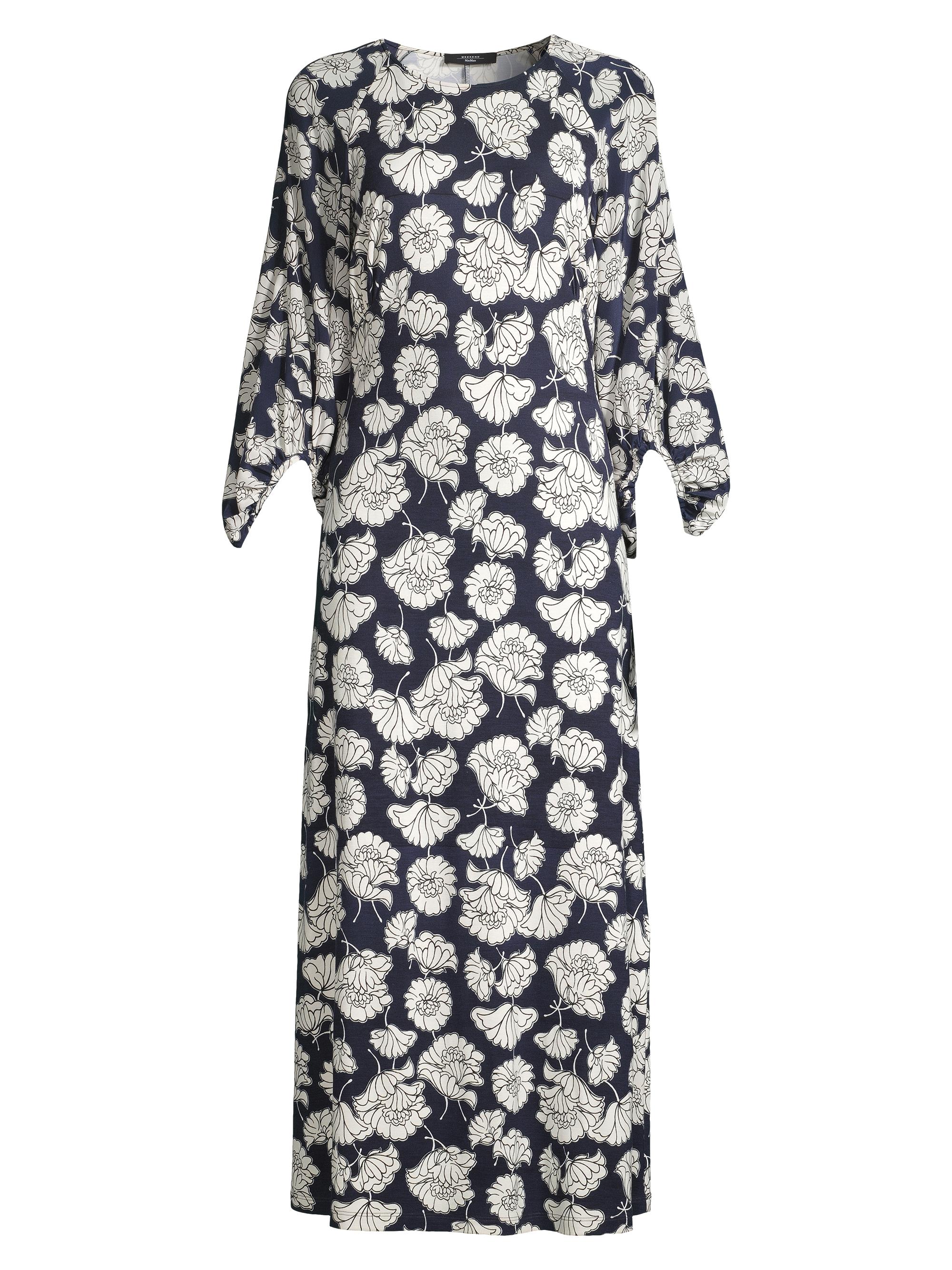 Weekend Max Mara Women's Floral Jersey Draped Long-Sleeve Midi-Dress - Navy Dahlia