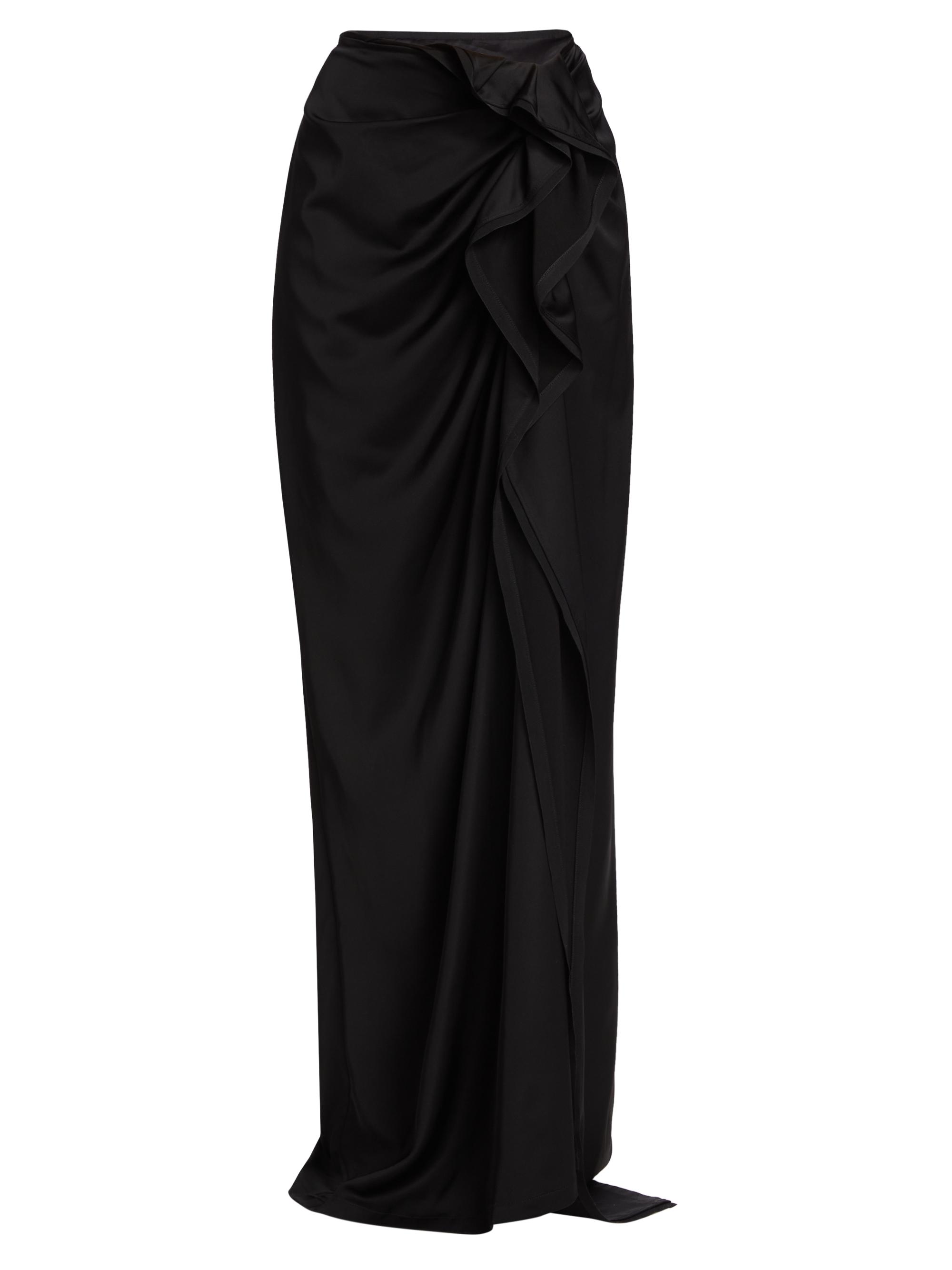 Dries Van Noten Women's Draped Satin Maxi Skirt - Black