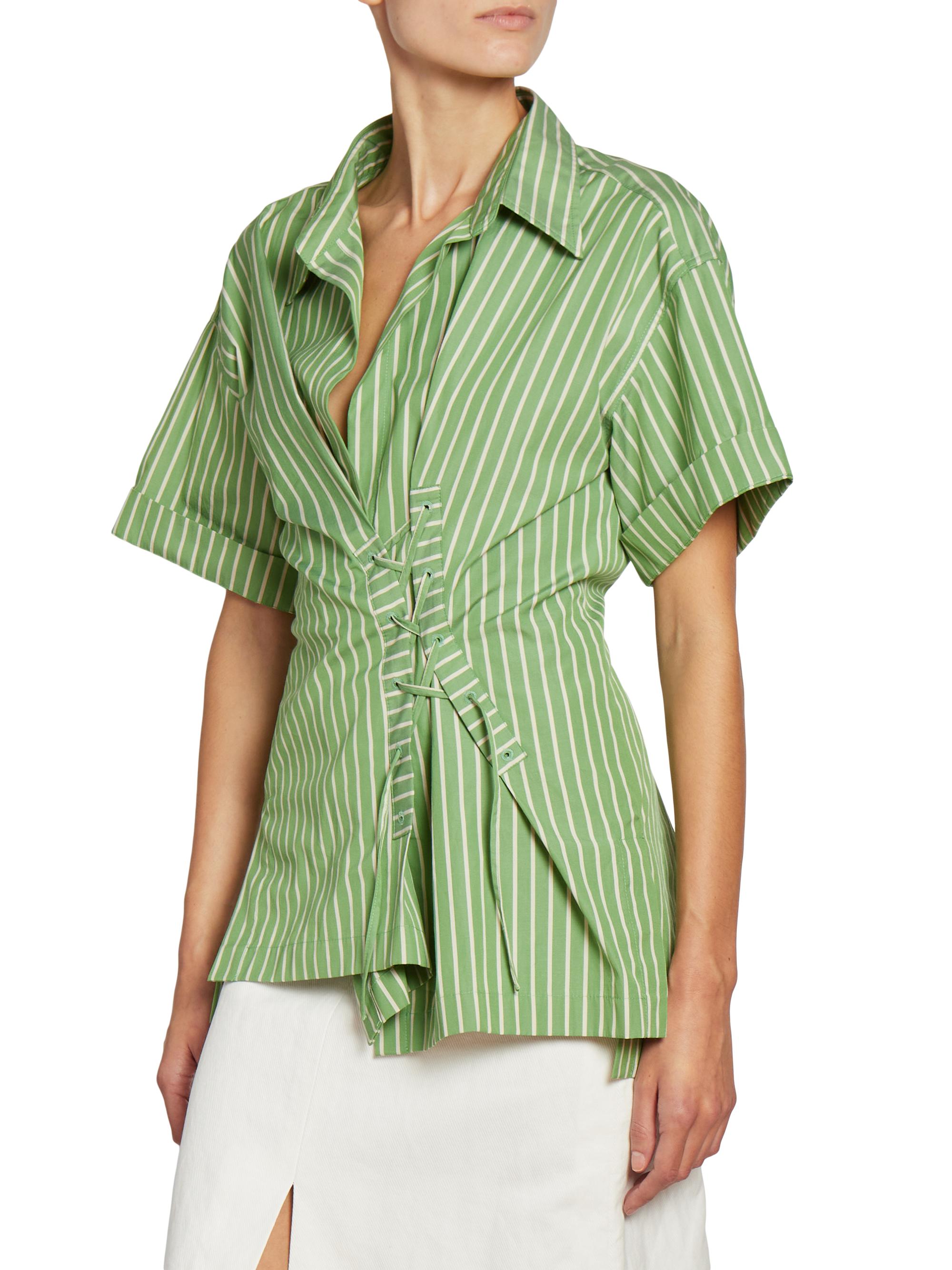 Dries Van Noten Click Lace-Up Cotton Shirt | Saks Fifth Avenue