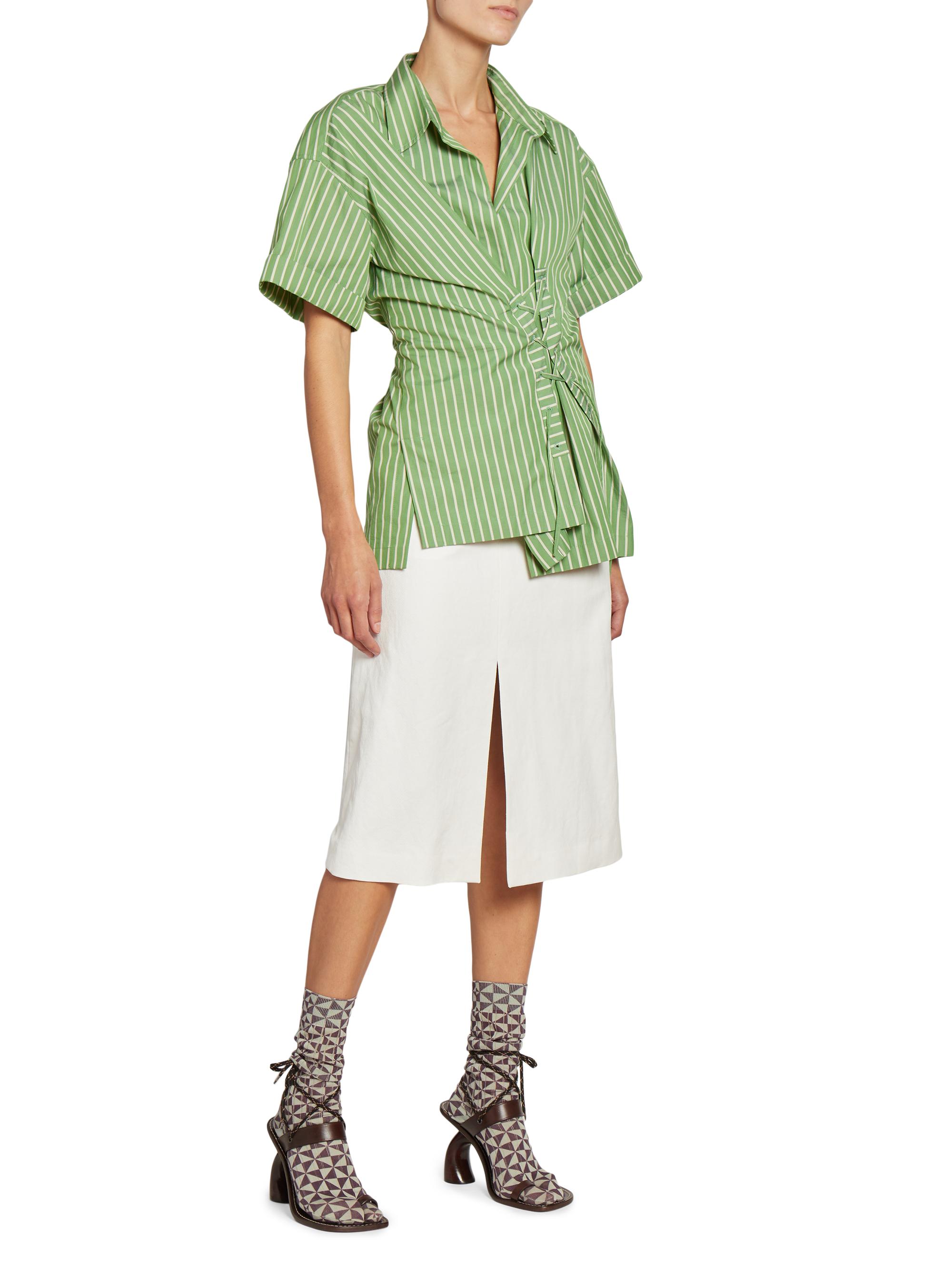 Dries Van Noten Click Lace-Up Cotton Shirt | Saks Fifth Avenue