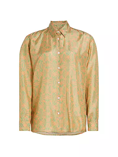 Clavel Geometric Printed Cotton Long-Sleeve Shirt