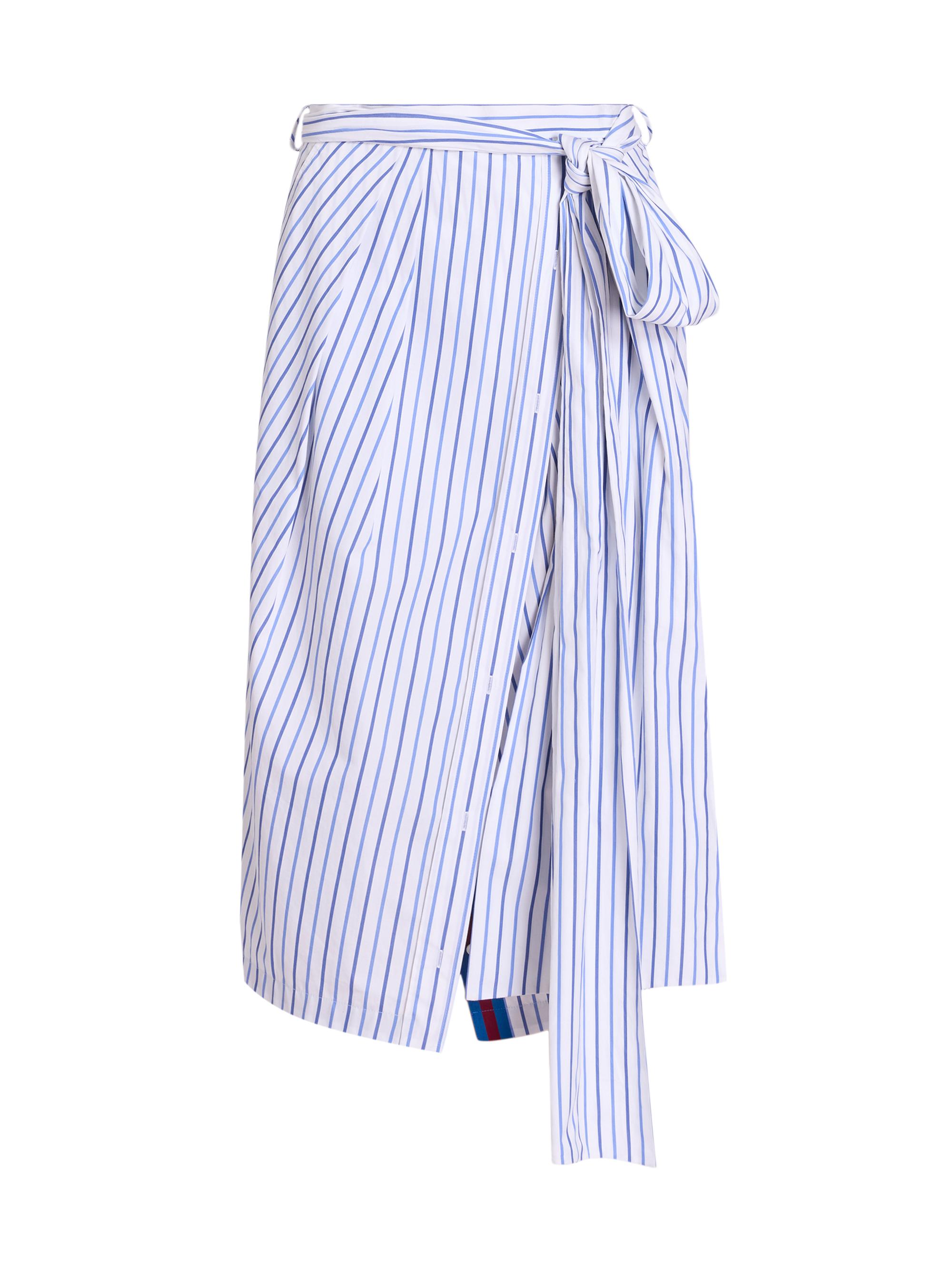 Dries Van Noten Women's Solada Striped Cotton Midi-Skirt - Light Blue
