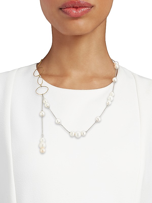 Shop Dries Van Noten Imitation Pearl Chainlink Necklace Shop Dries Van Noten Imitation Pearl Chainlink Necklace