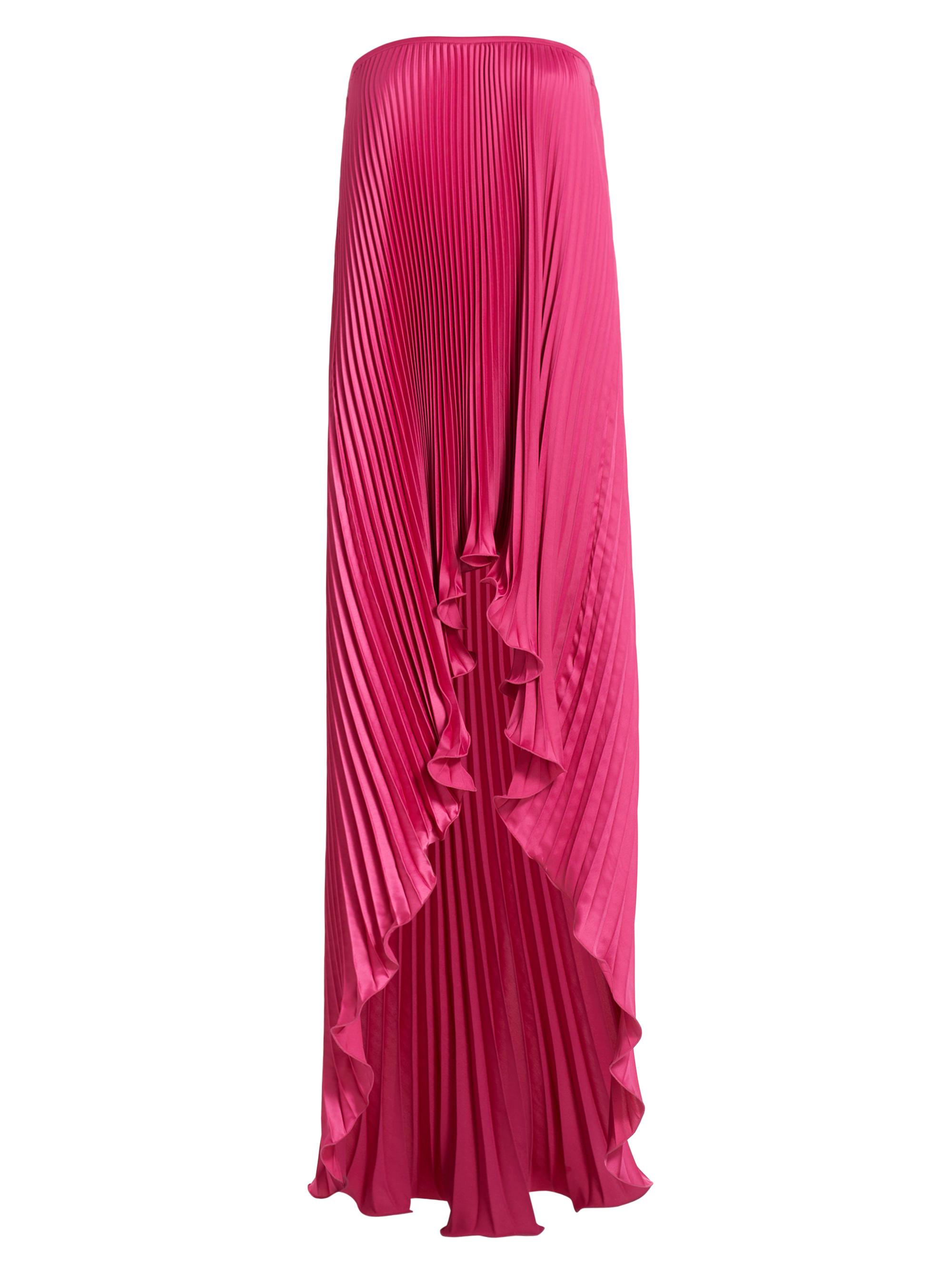 L'Idée Women's Les Éléments Feminite Pleated Satin High-Low Strapless Dress - Cerise
