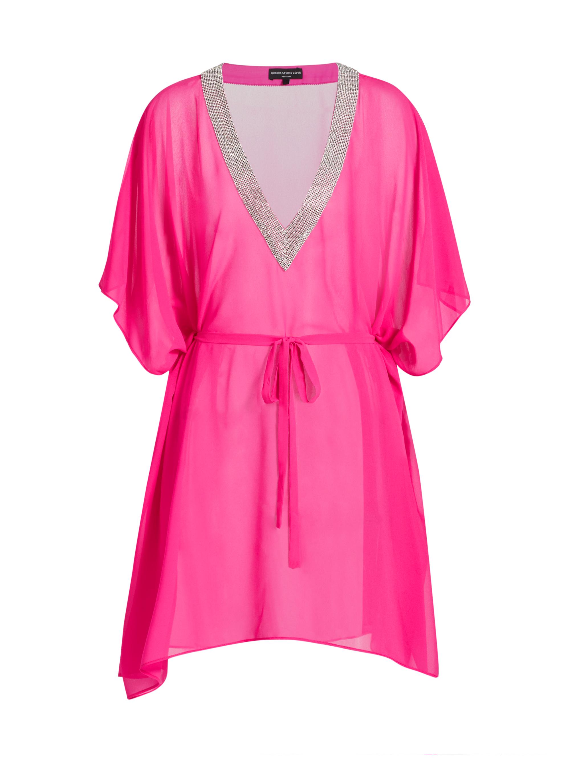 Generation Love Women's Bria Crystal Cover-Up Dress - Hot Pink Clear