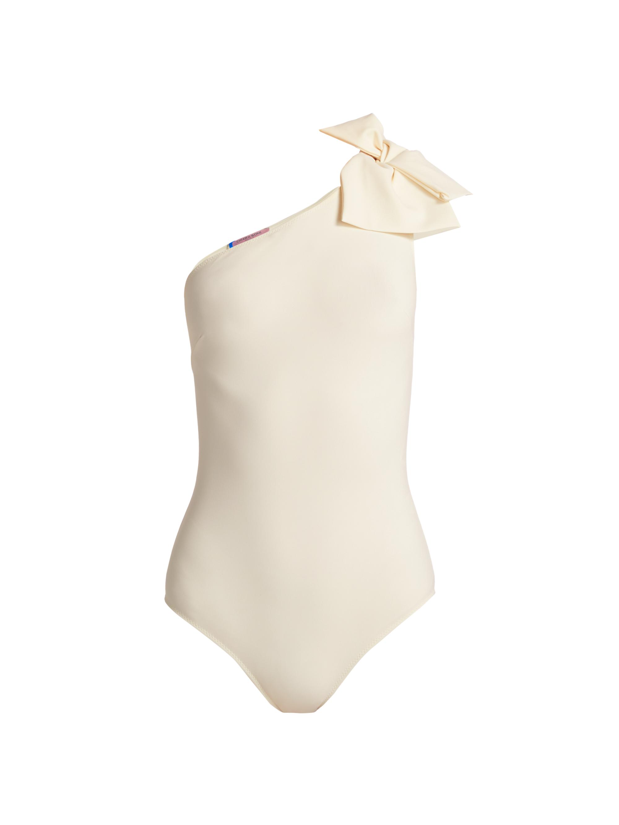 Chiara Boni La Petite Robe Women's Twisted Bow One-Piece Swimsuit - Cream
