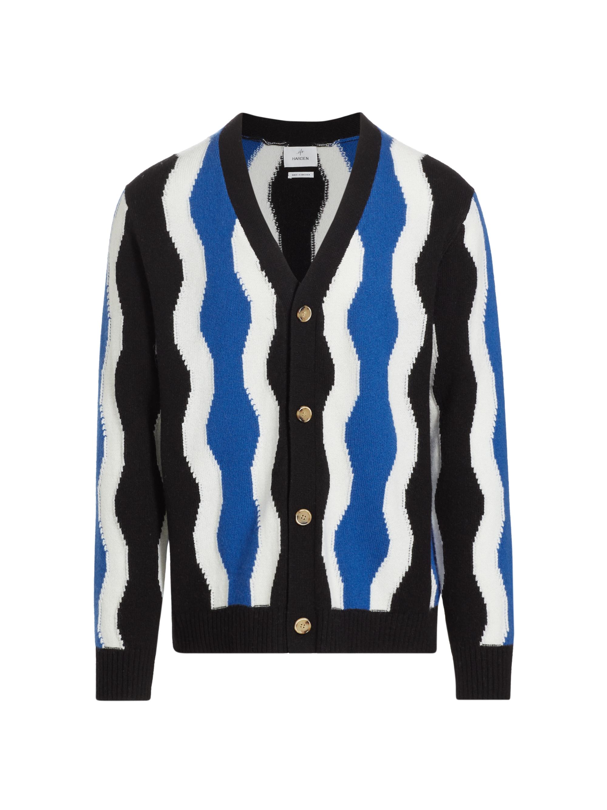 Harden Men's Basket Weave Cardigan - Black Blue White