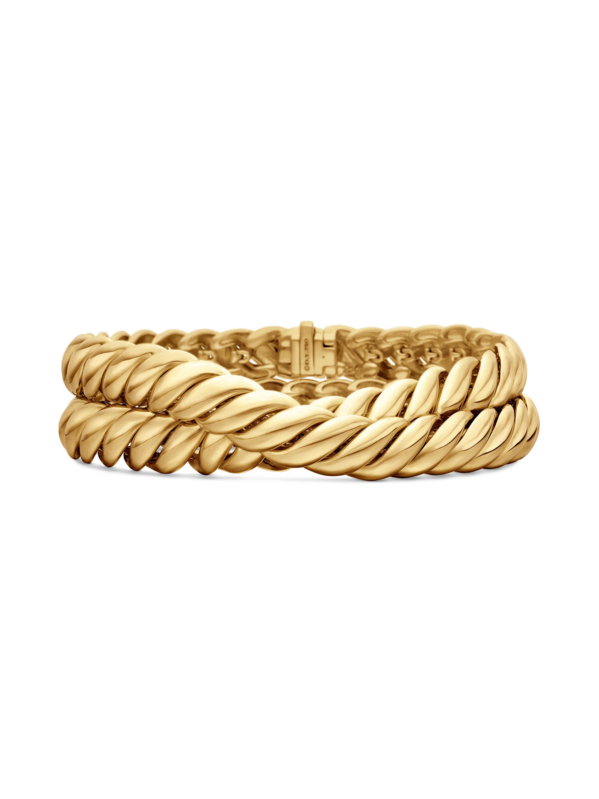 David Yurman Women's Sculpted Cable Double Wrap Bracelet in 18K Yellow Gold - Gold
