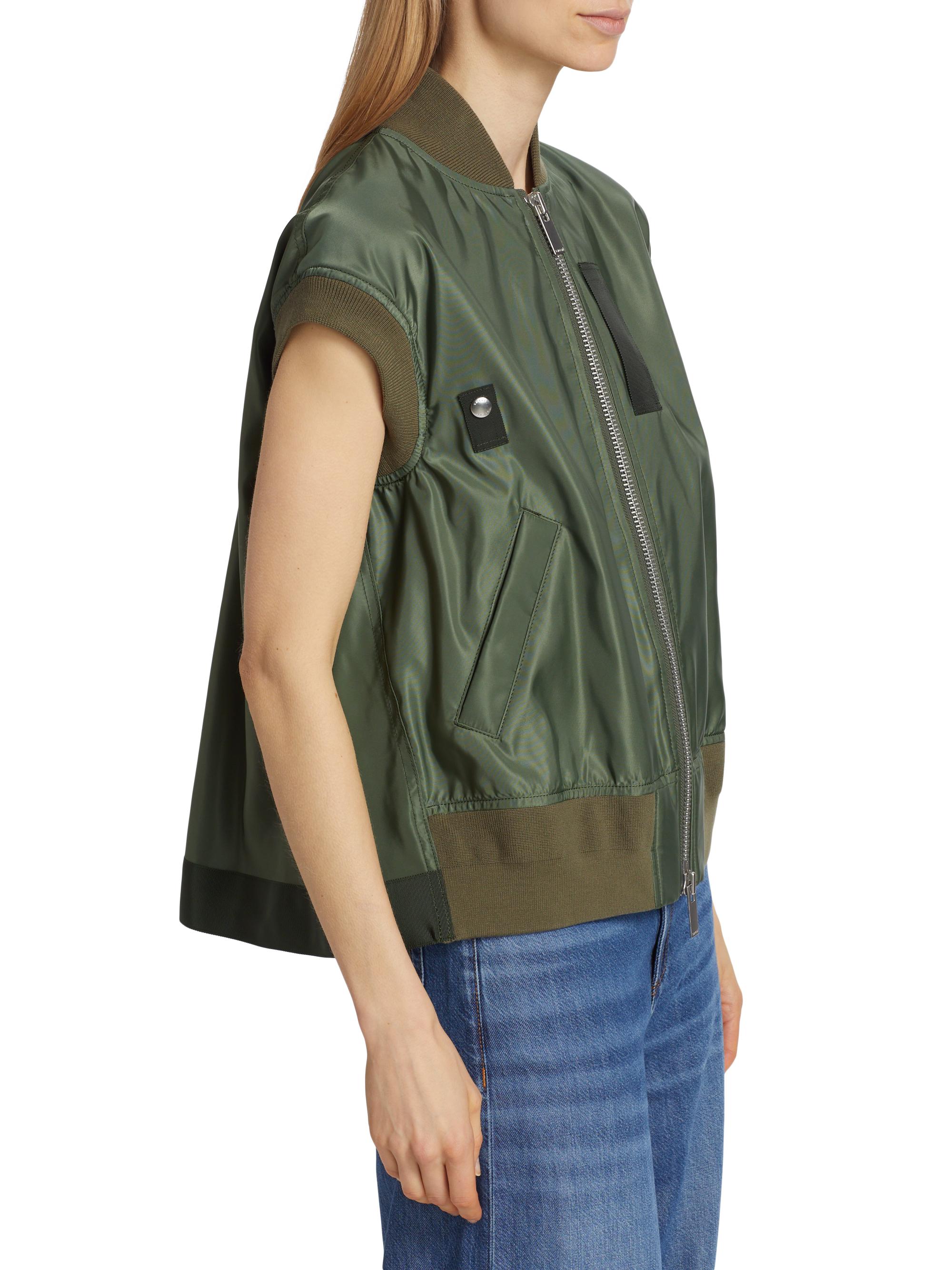 Sacai Pleated-Back Twill Bomber Vest | Saks Fifth Avenue