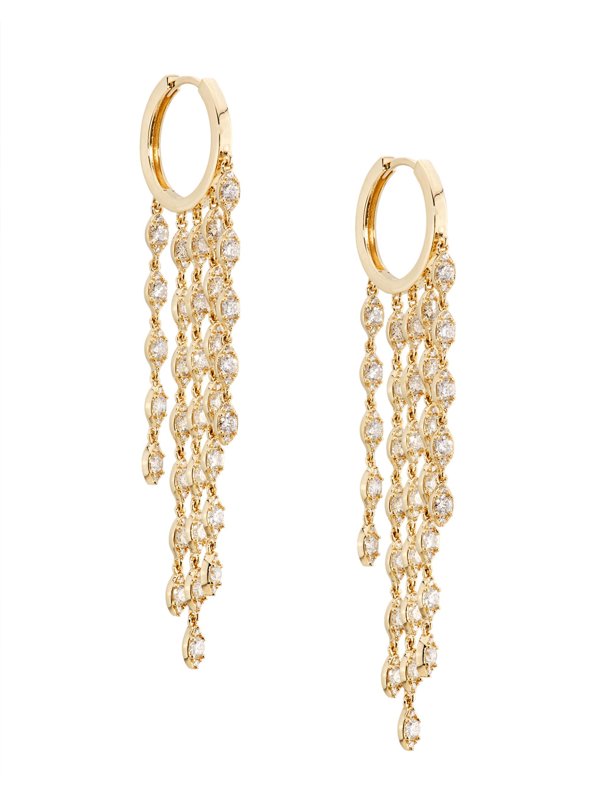 Saks Fifth Avenue Collection Women's 14K Yellow Gold & 2.59 TCW Diamond Hoop Earrings - Yellow Gold