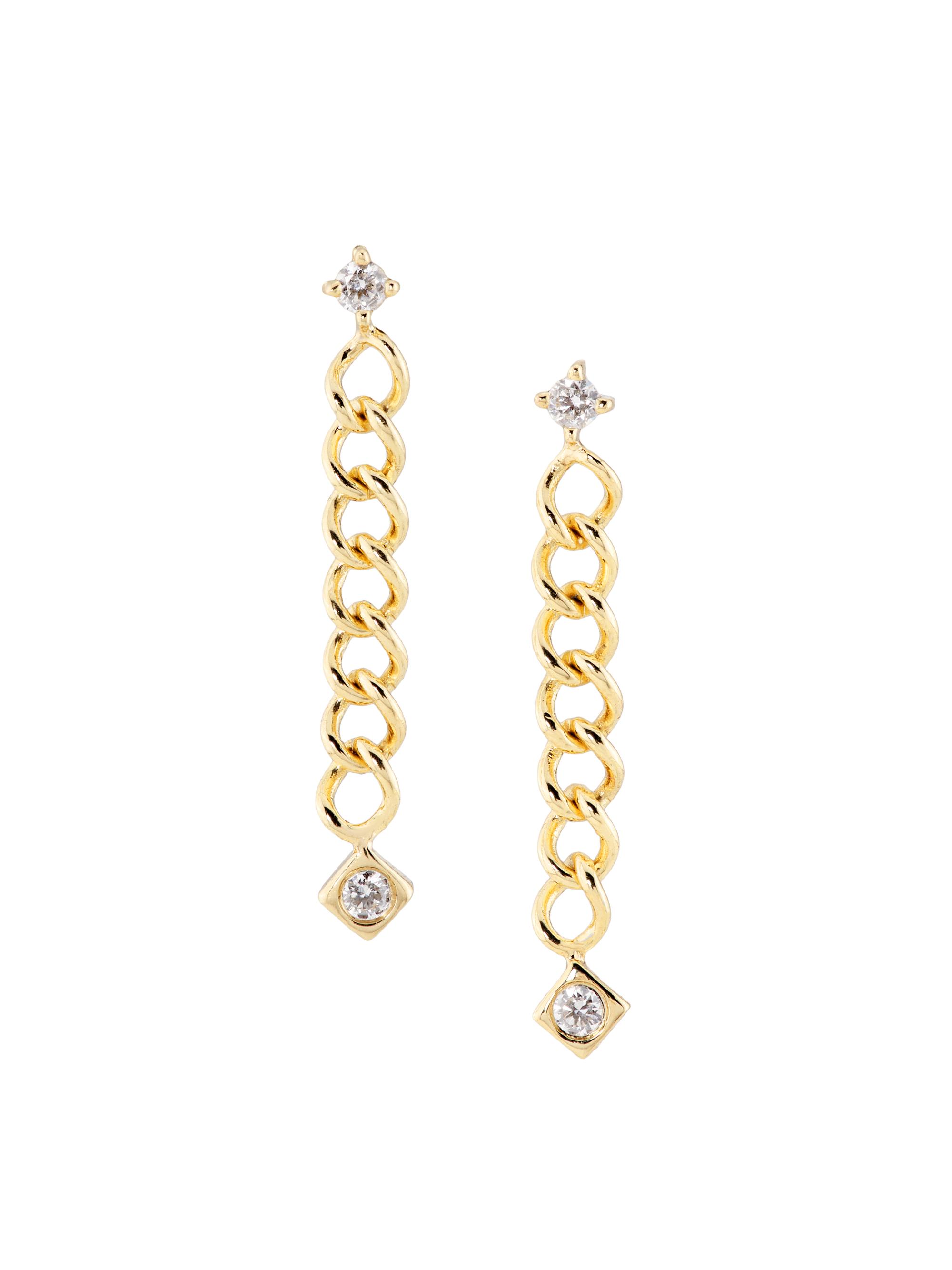 Saks Fifth Avenue Collection Women's 14K Yellow Gold & 0.15 TCW Diamond Curb-Chain Earrings - Yellow Gold