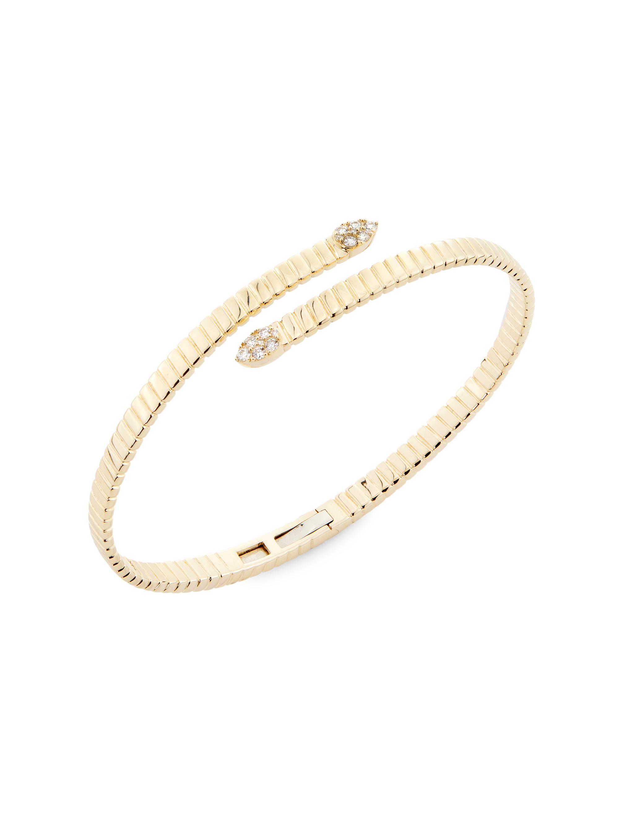 Saks Fifth Avenue Collection Women's 14K Yellow Gold & 0.18 TCW Diamond Cuff - Yellow Gold