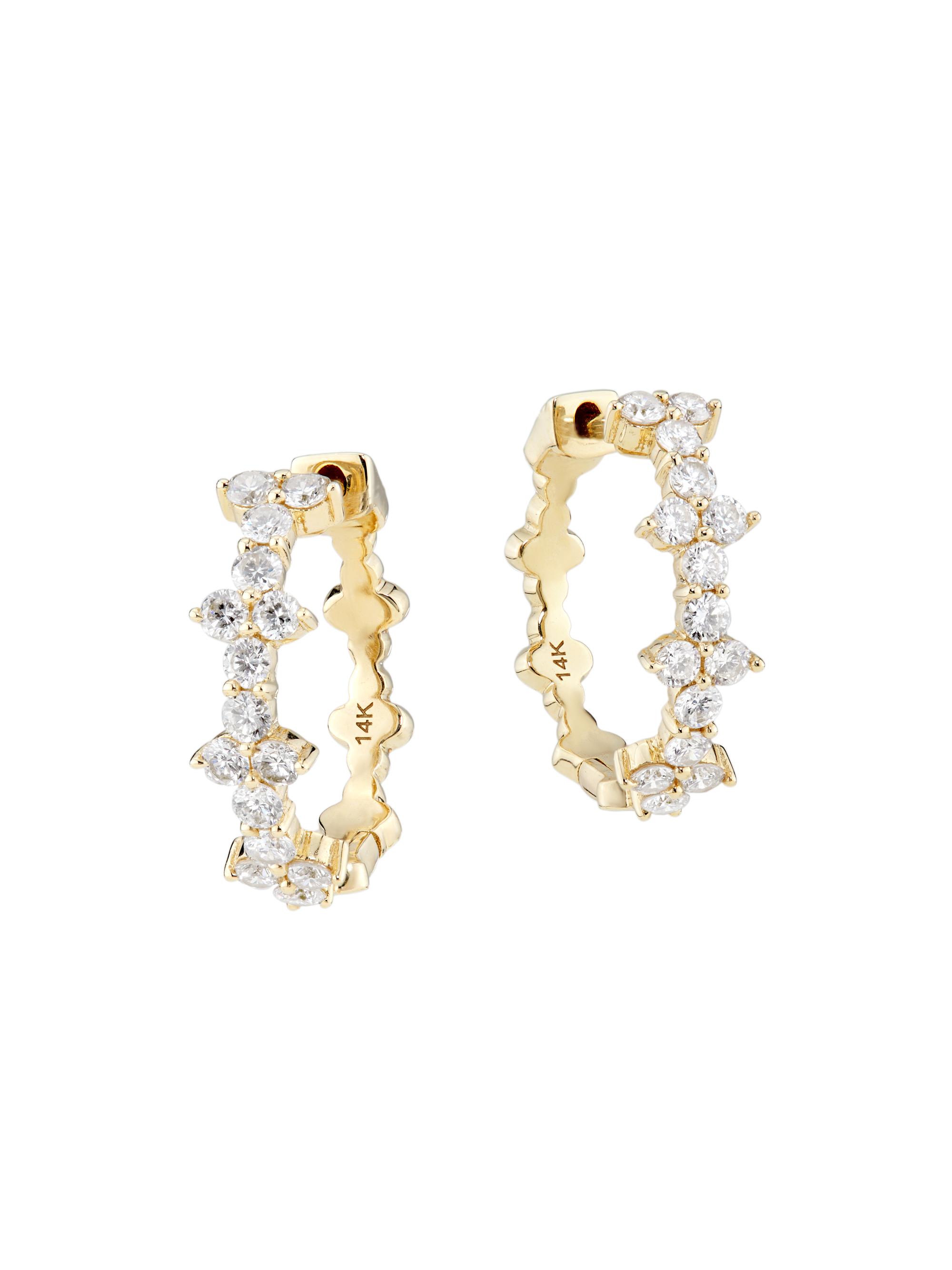 Saks Fifth Avenue Collection Women's 14K Yellow Gold & 0.84 TCW Diamond Hoop Earrings - Yellow Gold