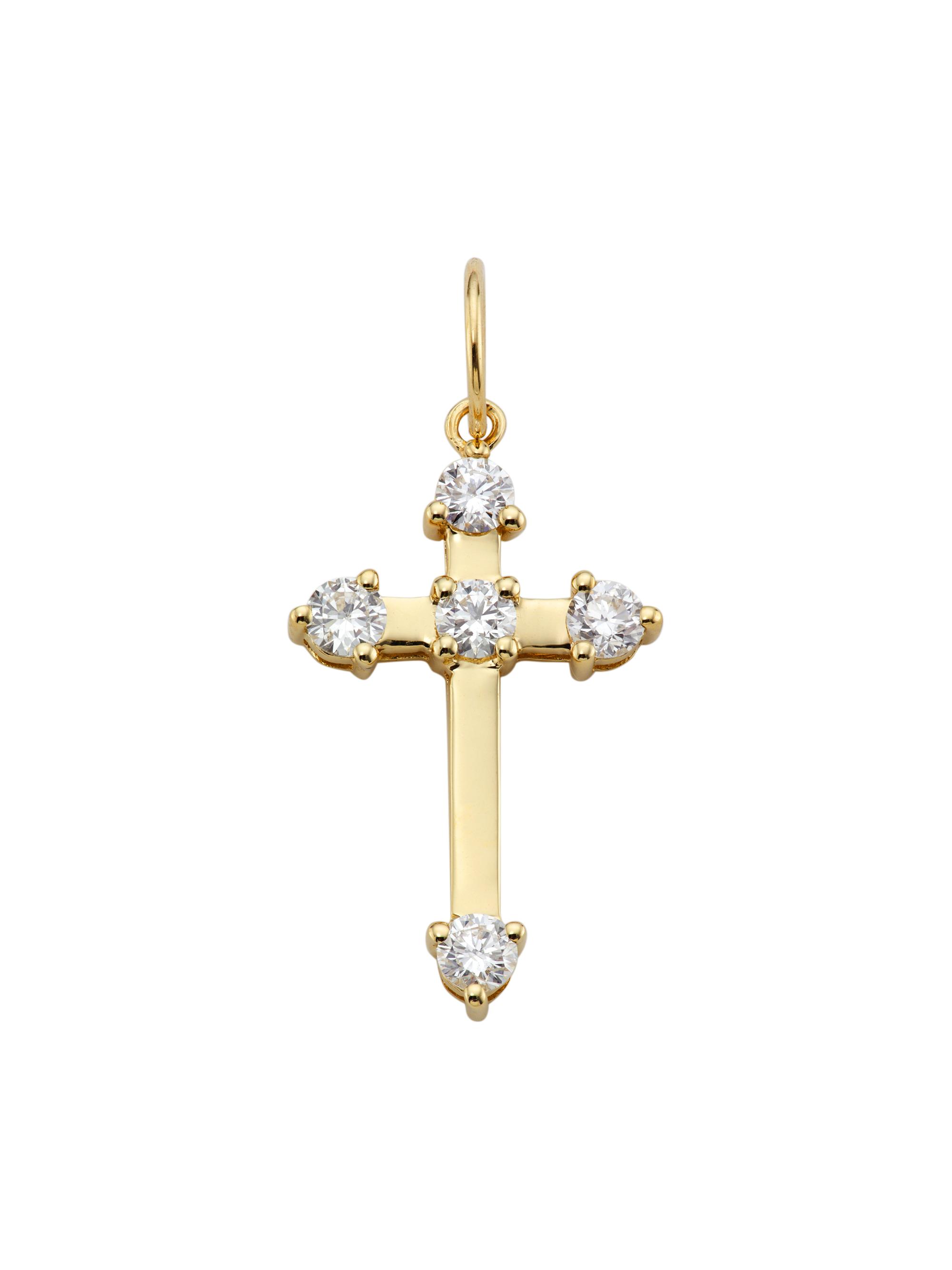 CROSS　Jewelers Collection Flamestitch INOX Jewelry Stainless Steel Gold IP with Black CZ Jesus Christ