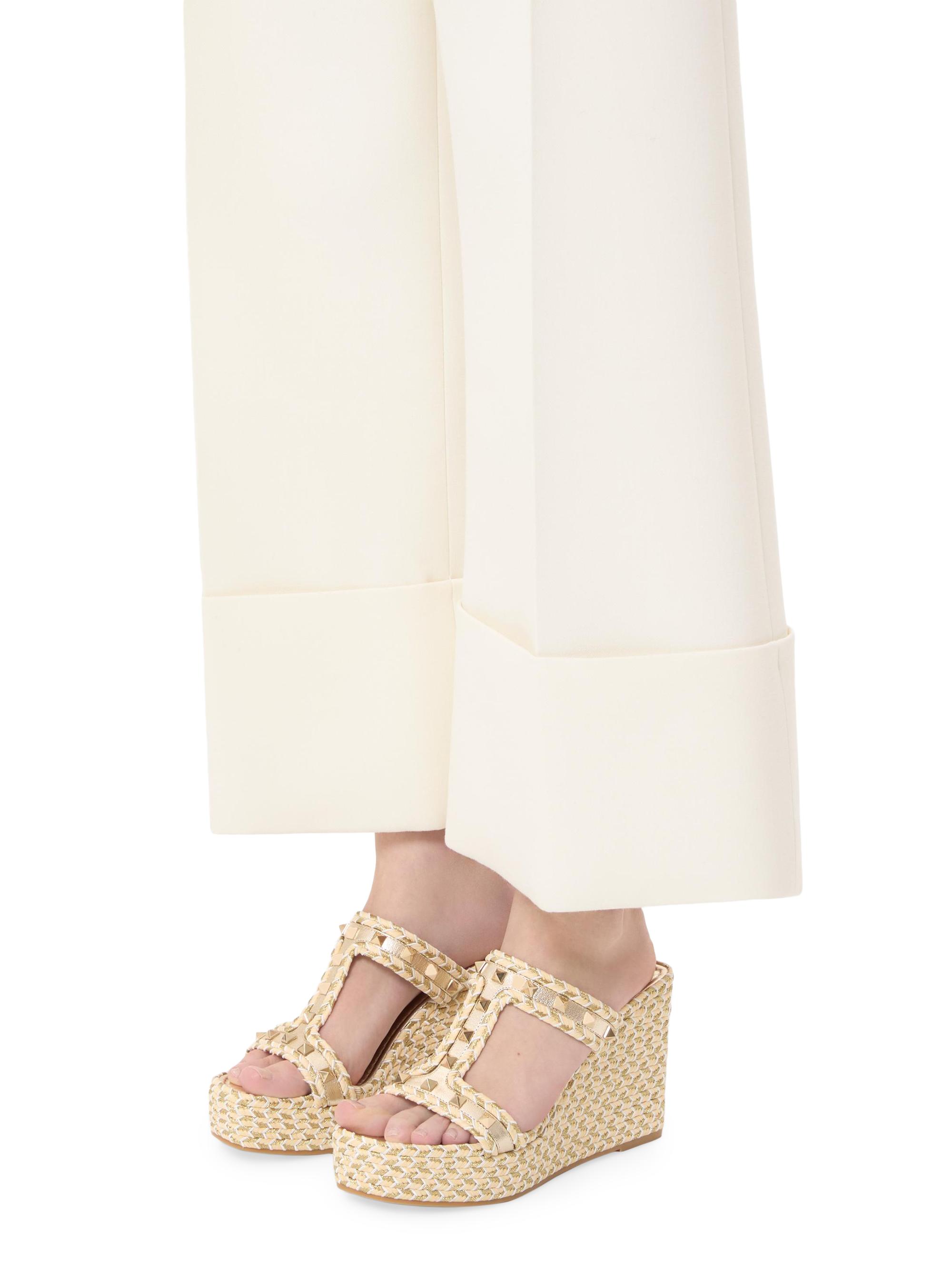 Valentino Garavani Rockstud Laminated Nappa Wedge Sandals 90MM