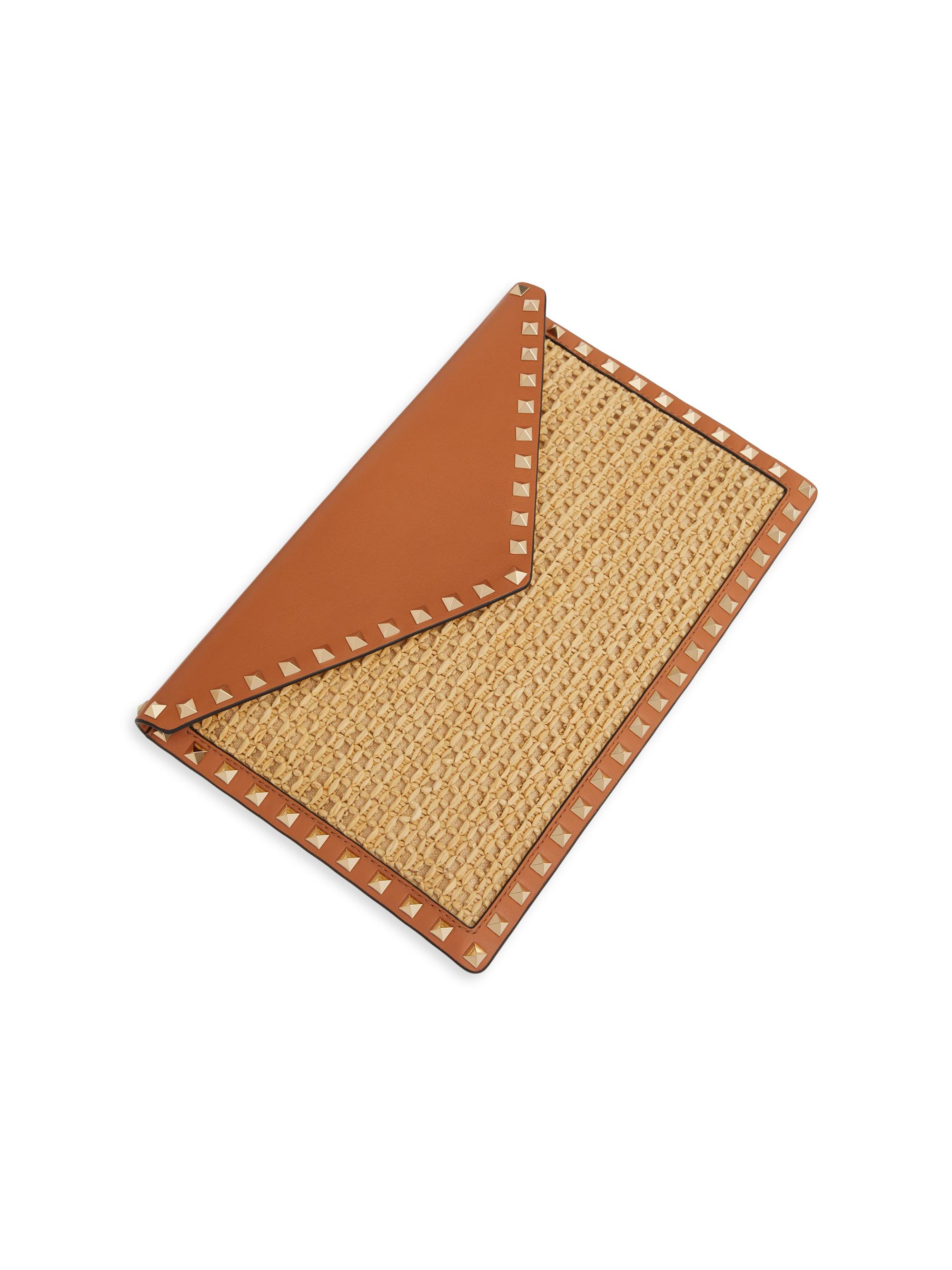Valentino Garavani Rockstud Raffia Clutch Bag | Saks Fifth Avenue
