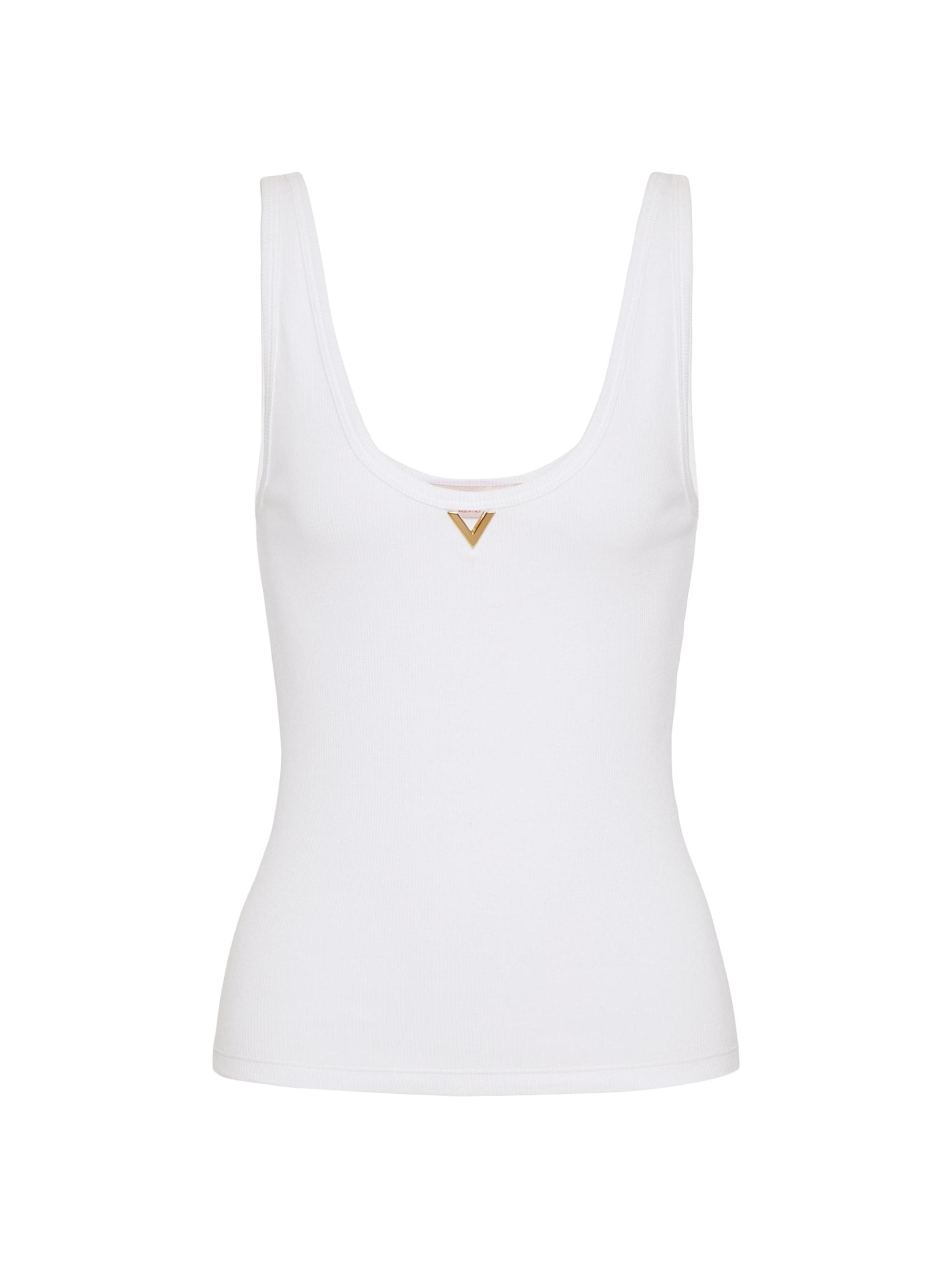 Valentino Garavani Women's Ribbed Cotton Top - White