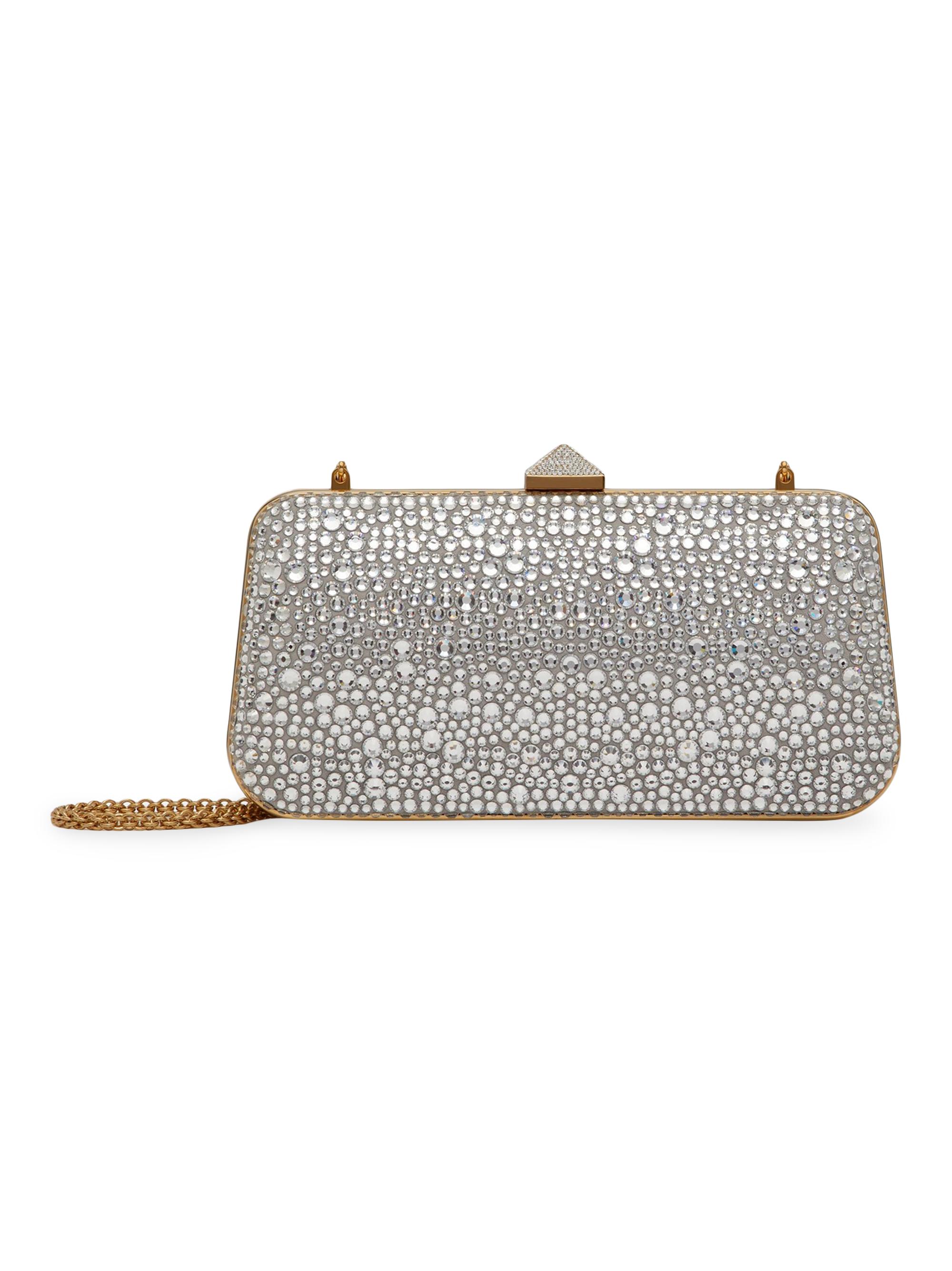 Valentino Garavani small VLogo Signature sequinned clutch bag - Brown