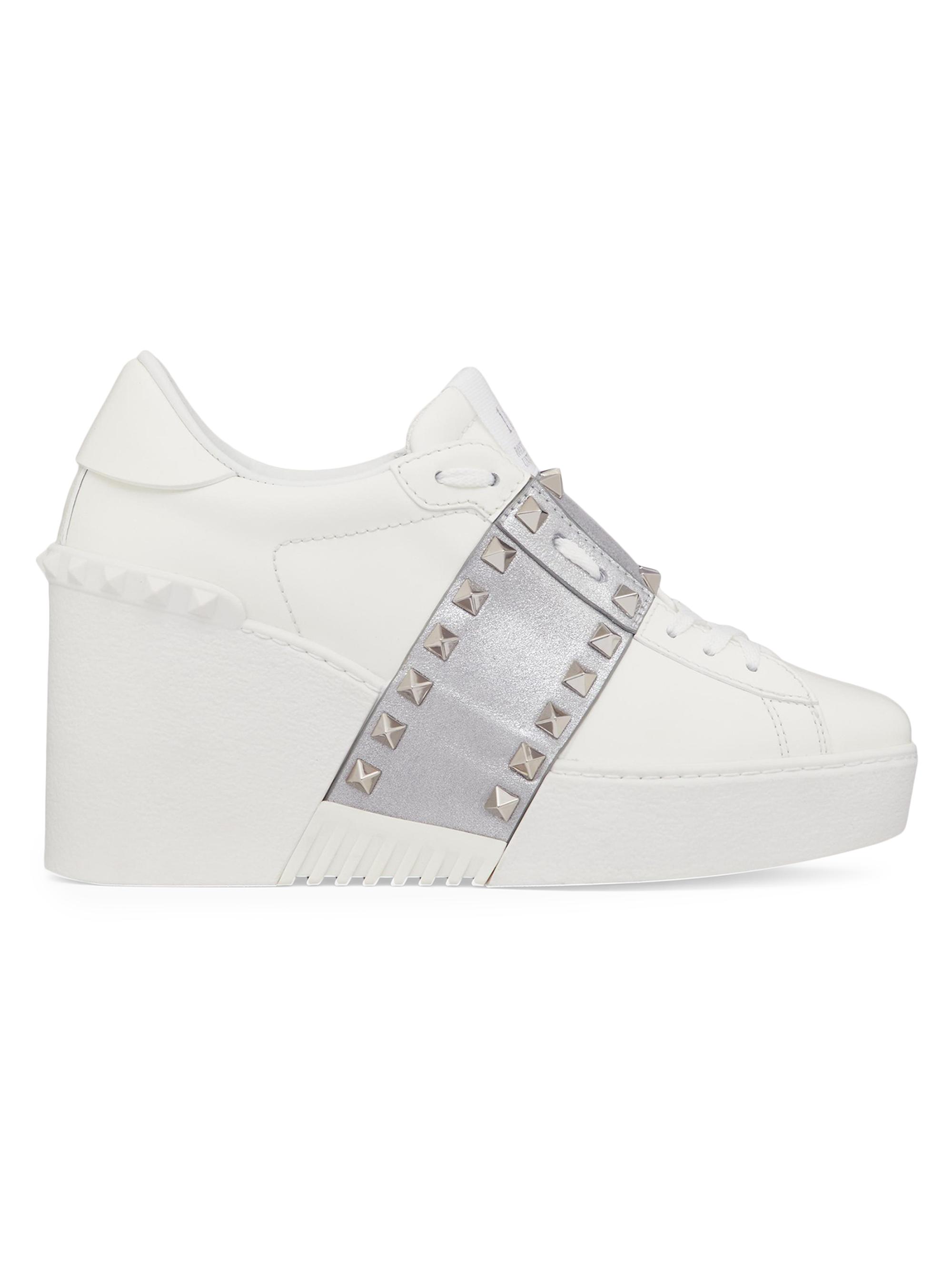 valentino オープンディスコ カーフスキン ウェッジスニーカー85MM Valentino Garavani 85mm Open Disco Wedge Sneakers | White