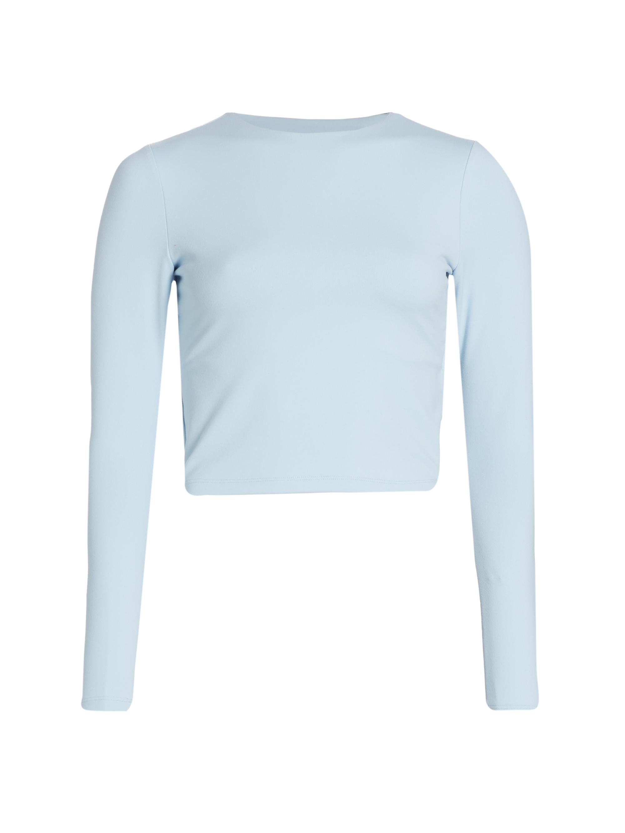 susana monaco Women's Jersey Long-Sleeve Crop Top - Hydrangea