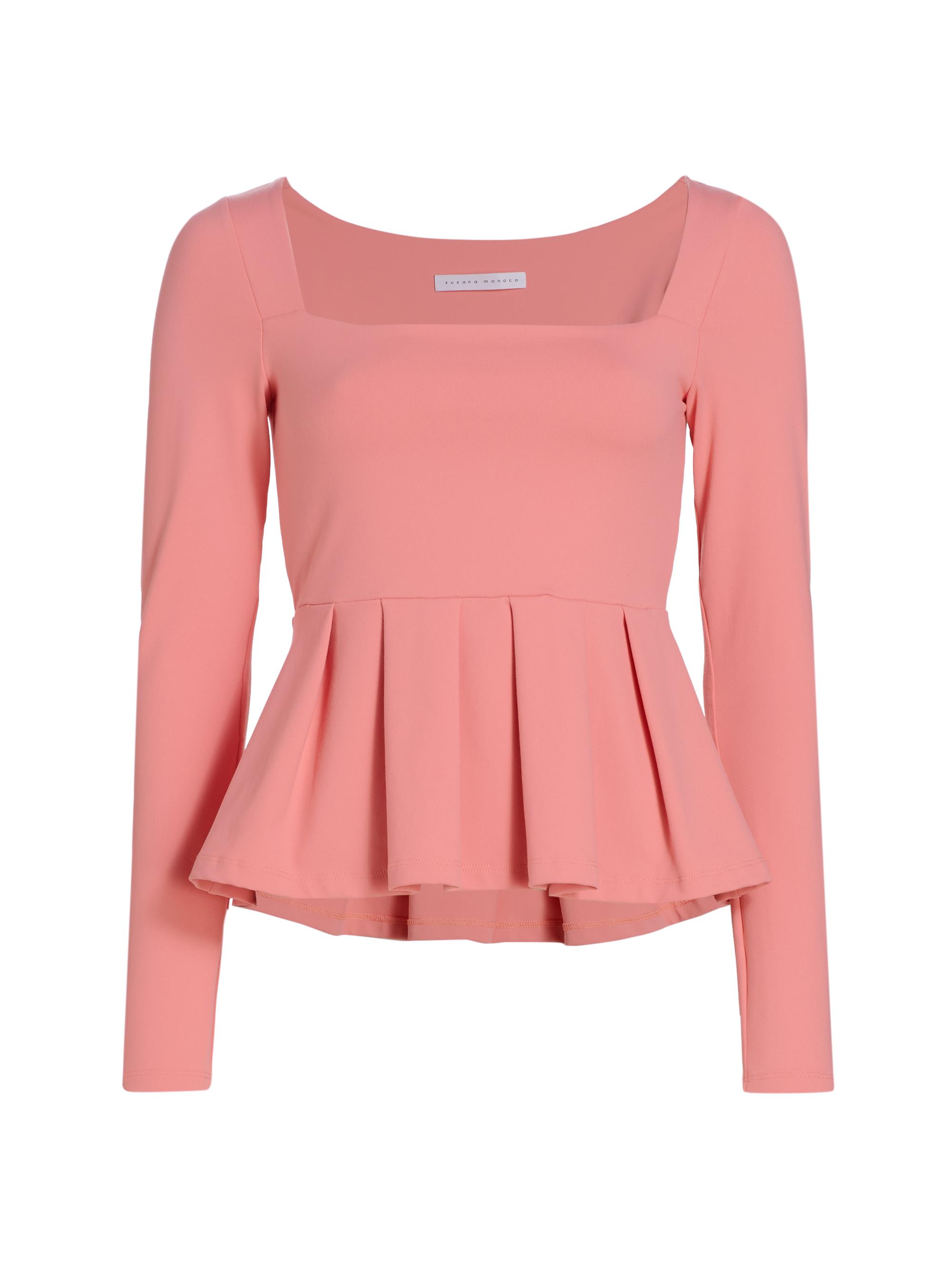 susana monaco Jersey Long-Sleeve Peplum Top | Saks Fifth Avenue