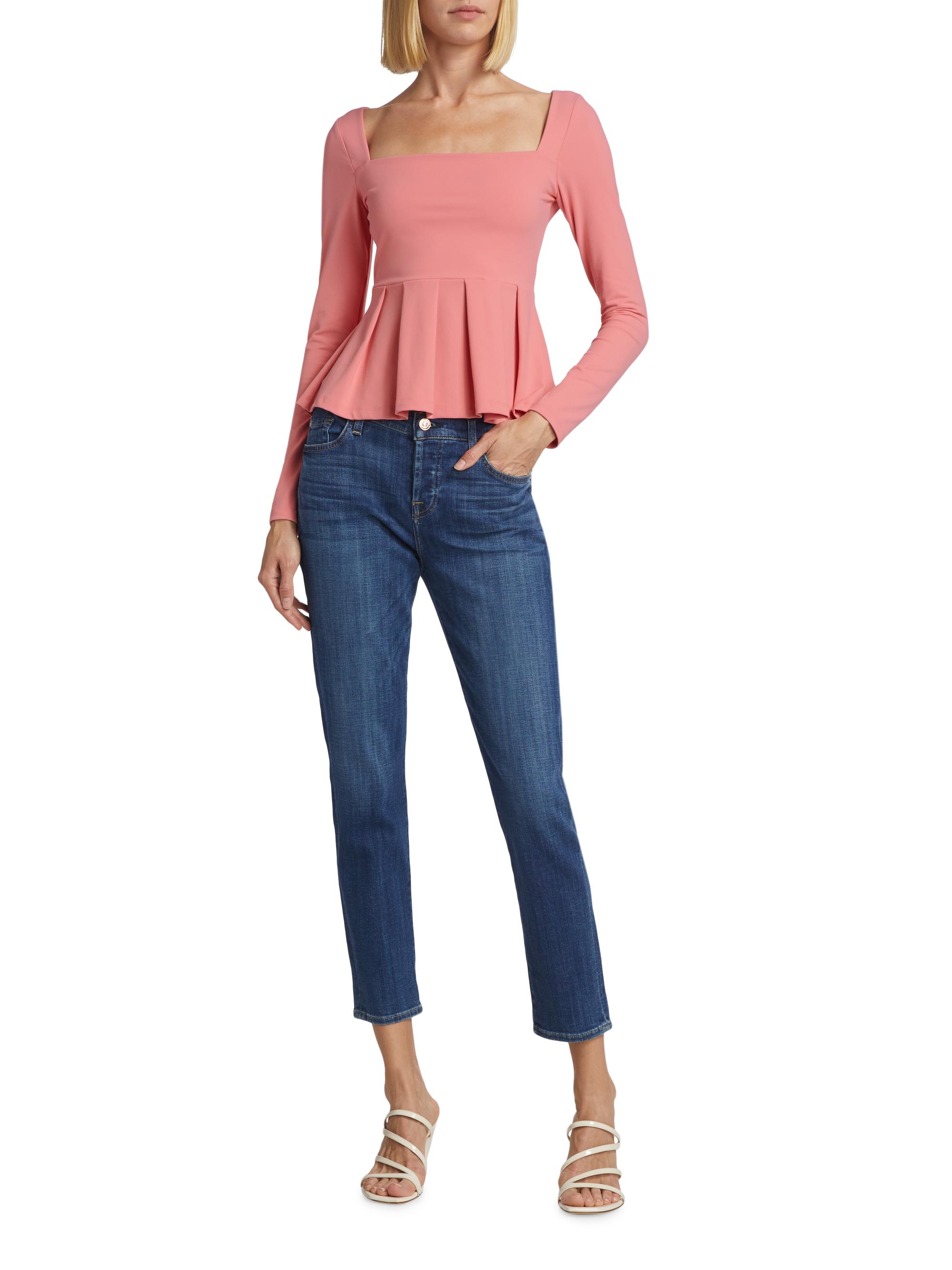 susana monaco Jersey Long-Sleeve Peplum Top Saks Fifth Avenue