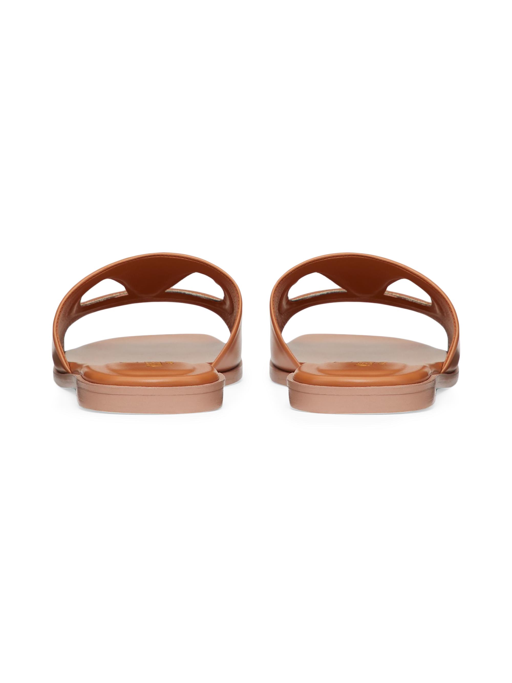 Vlogo Cut-Out White Calfskin Slide Sandal