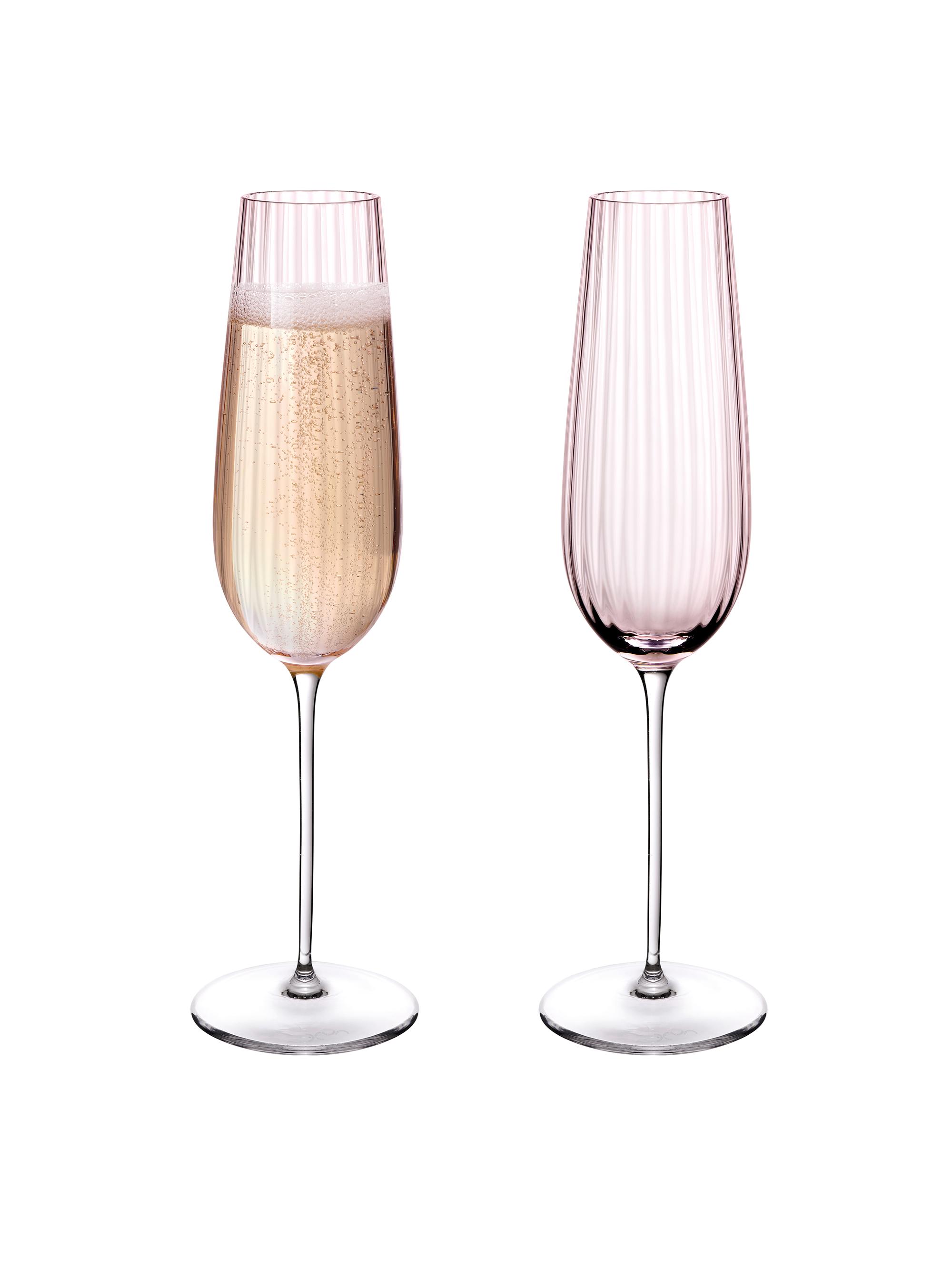 Nude Glass Round Up Dusty Rose 2-Piece Flute Glass Set