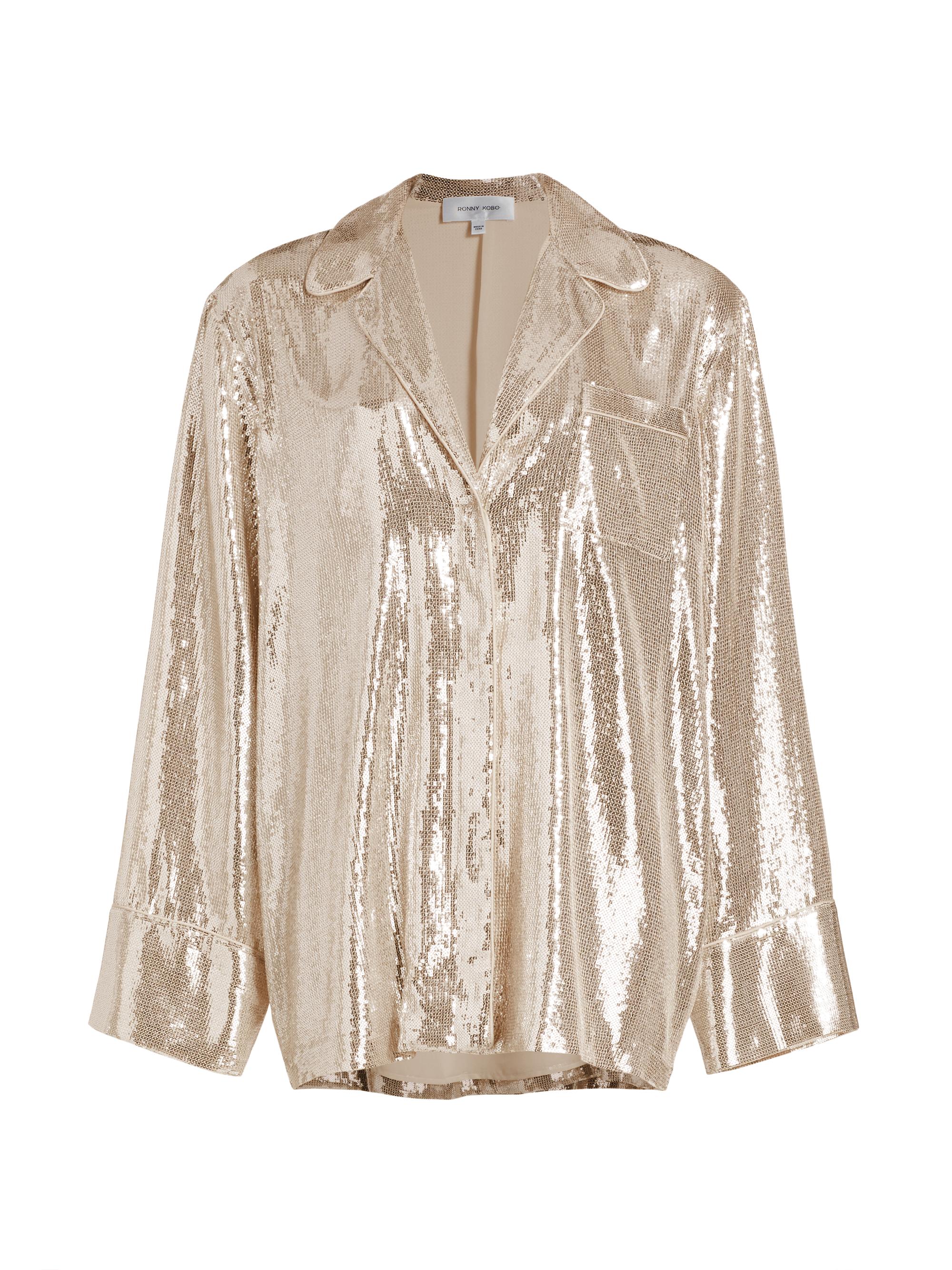 Ronny Kobo Women's Valentina Sequin Shirt - Champagne