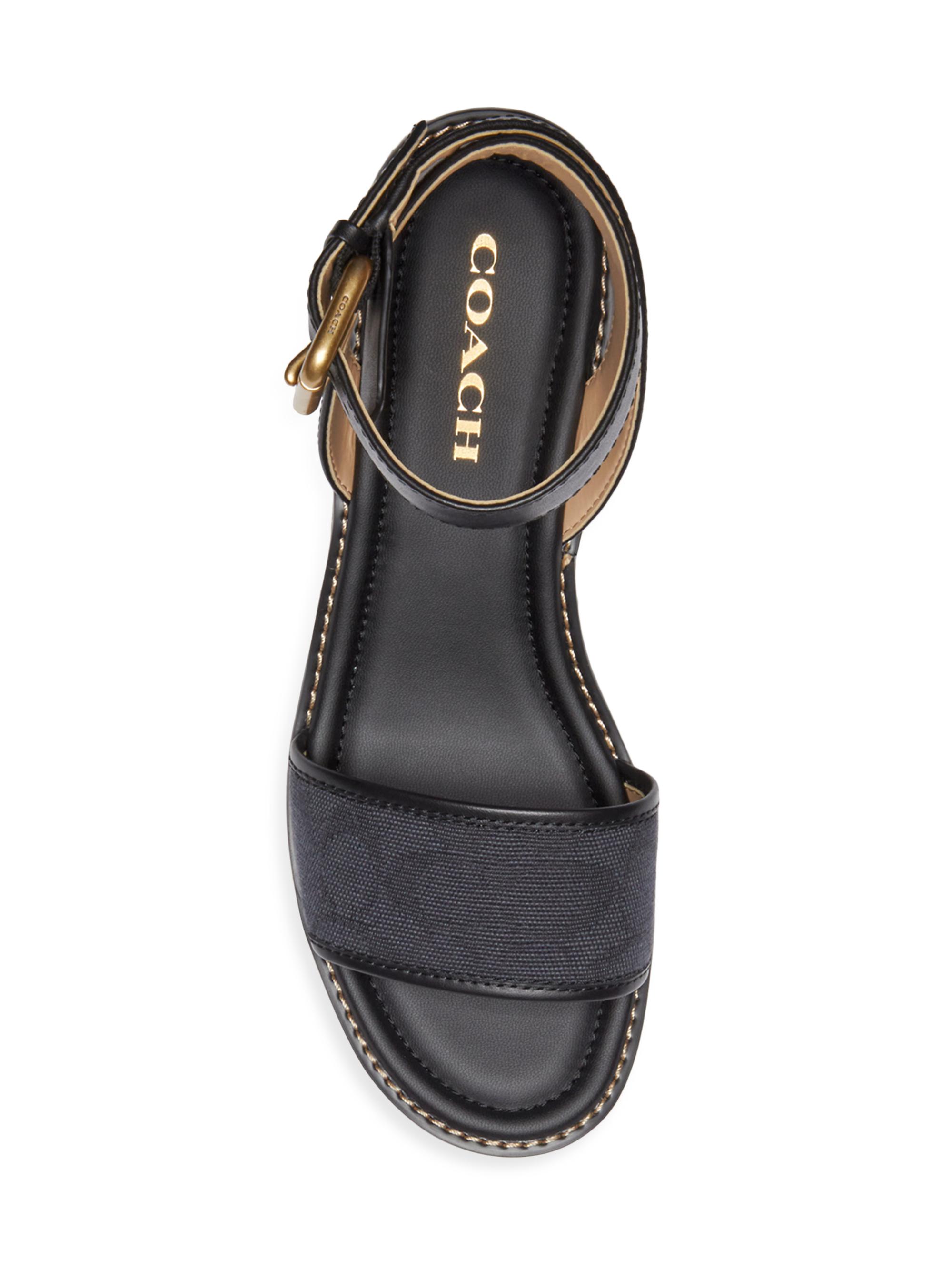 COACH Katherine 50MM Signature Canvas Platform Wedge Sandals