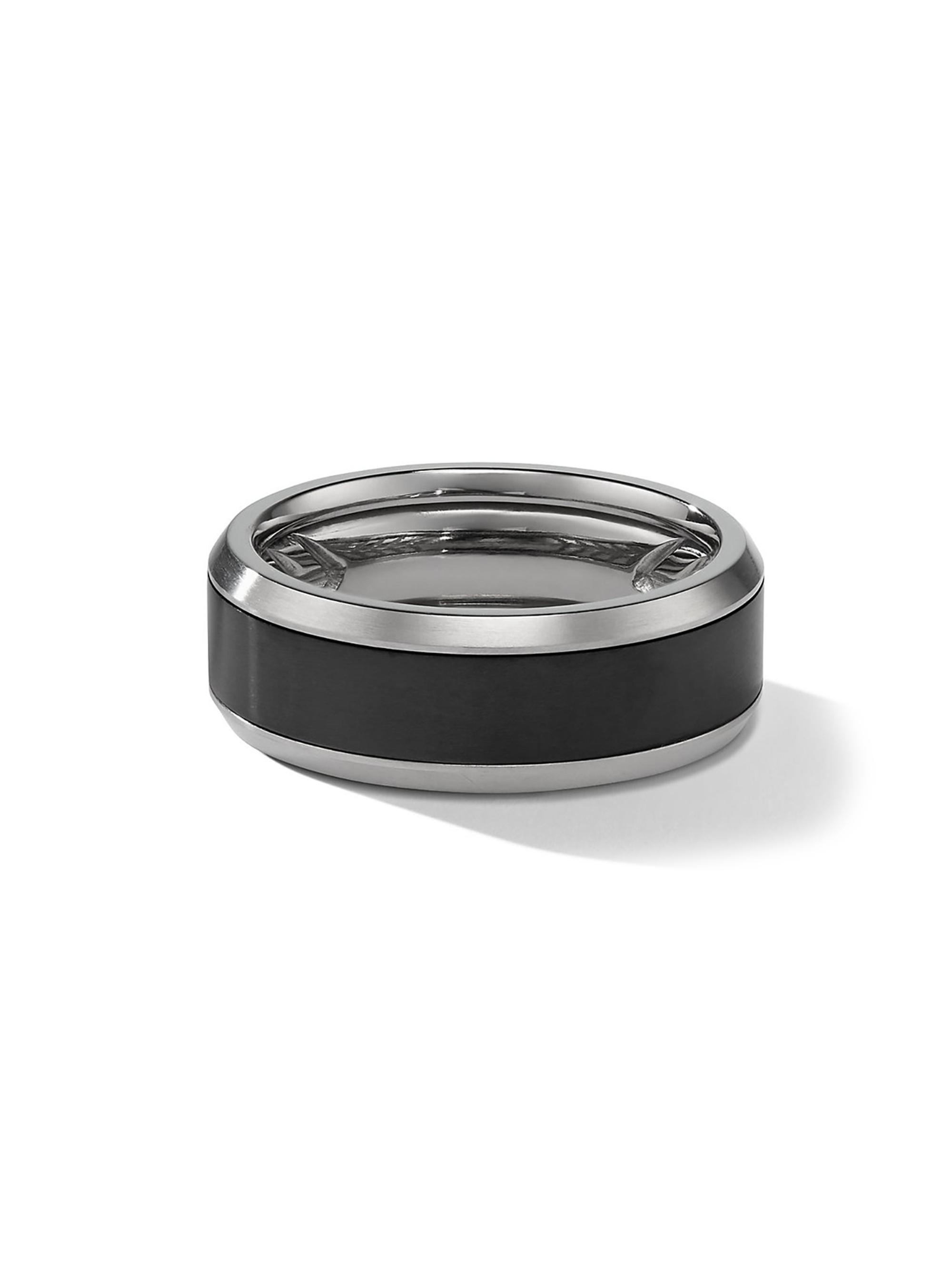 David Yurman Men's Beveled Band Ring in Titanium - Black