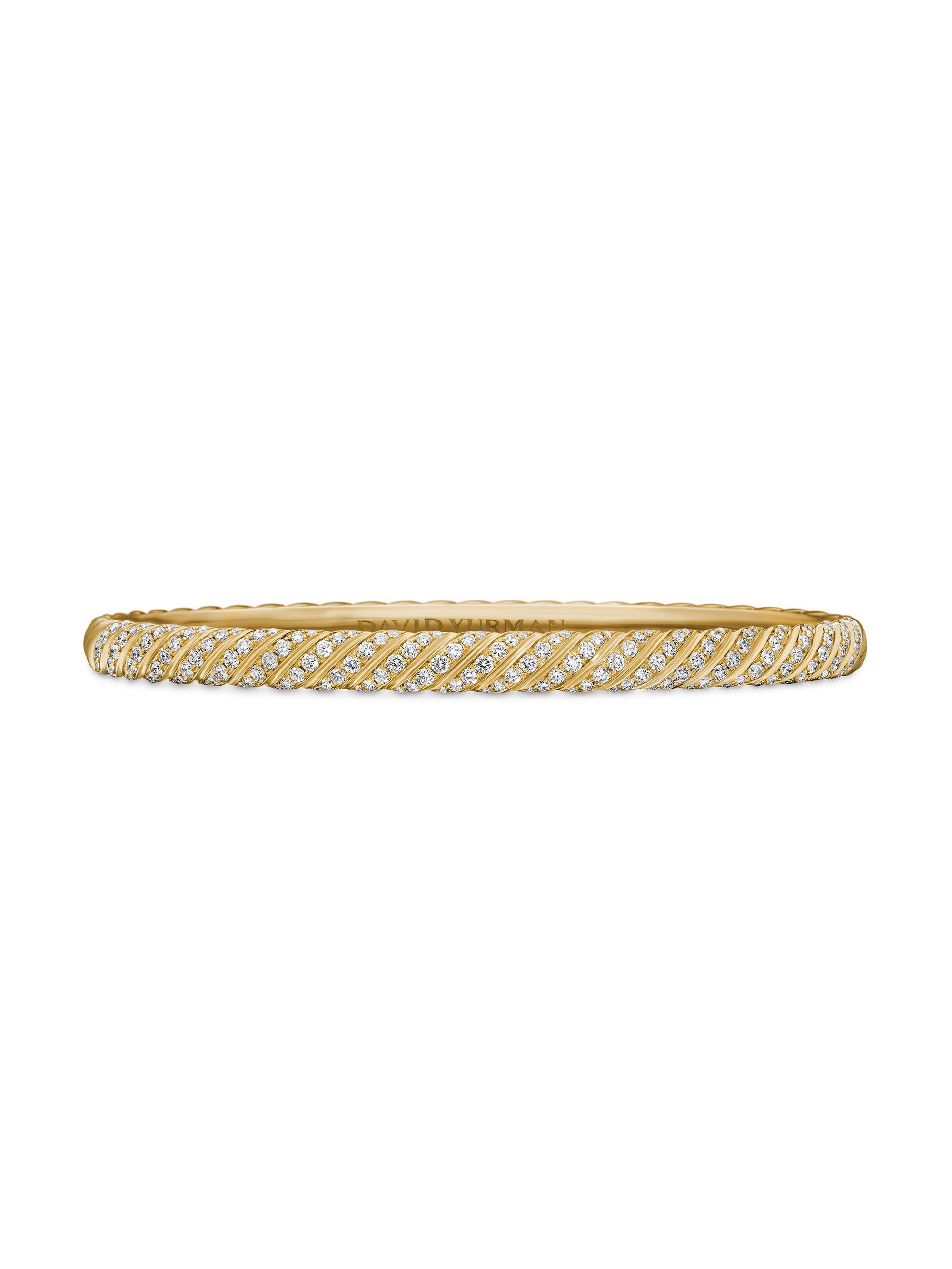 David Yurman Women's Sculpted Cable Bangle Bracelet in 18K Yellow Gold - Diamond