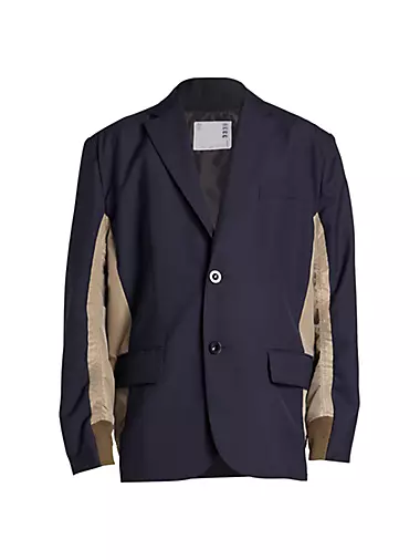 Suiting & Nylon Layered Jacket