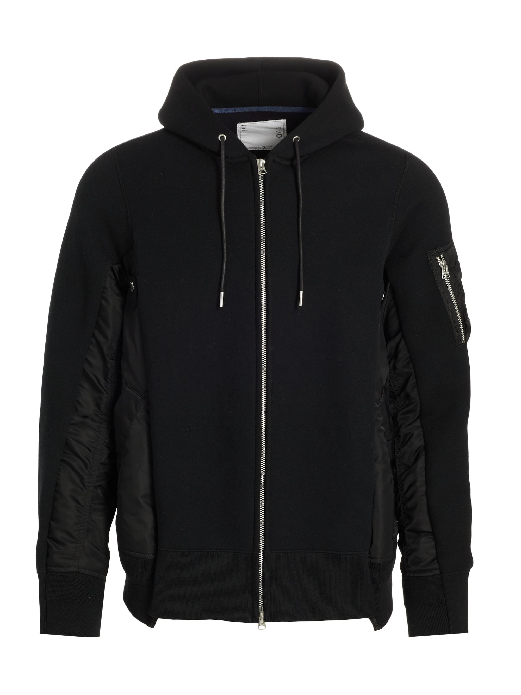 Sacai Men's Sponge Sweat Cotton-Blend Hoodie - Black