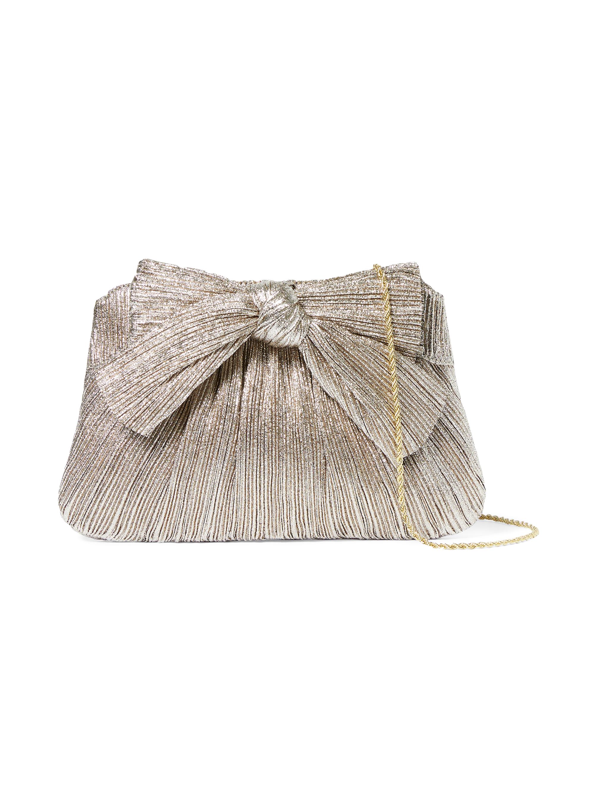 Loeffler Randall Rayne Pleated Lamé Bow Clutch | Saks Fifth Avenue