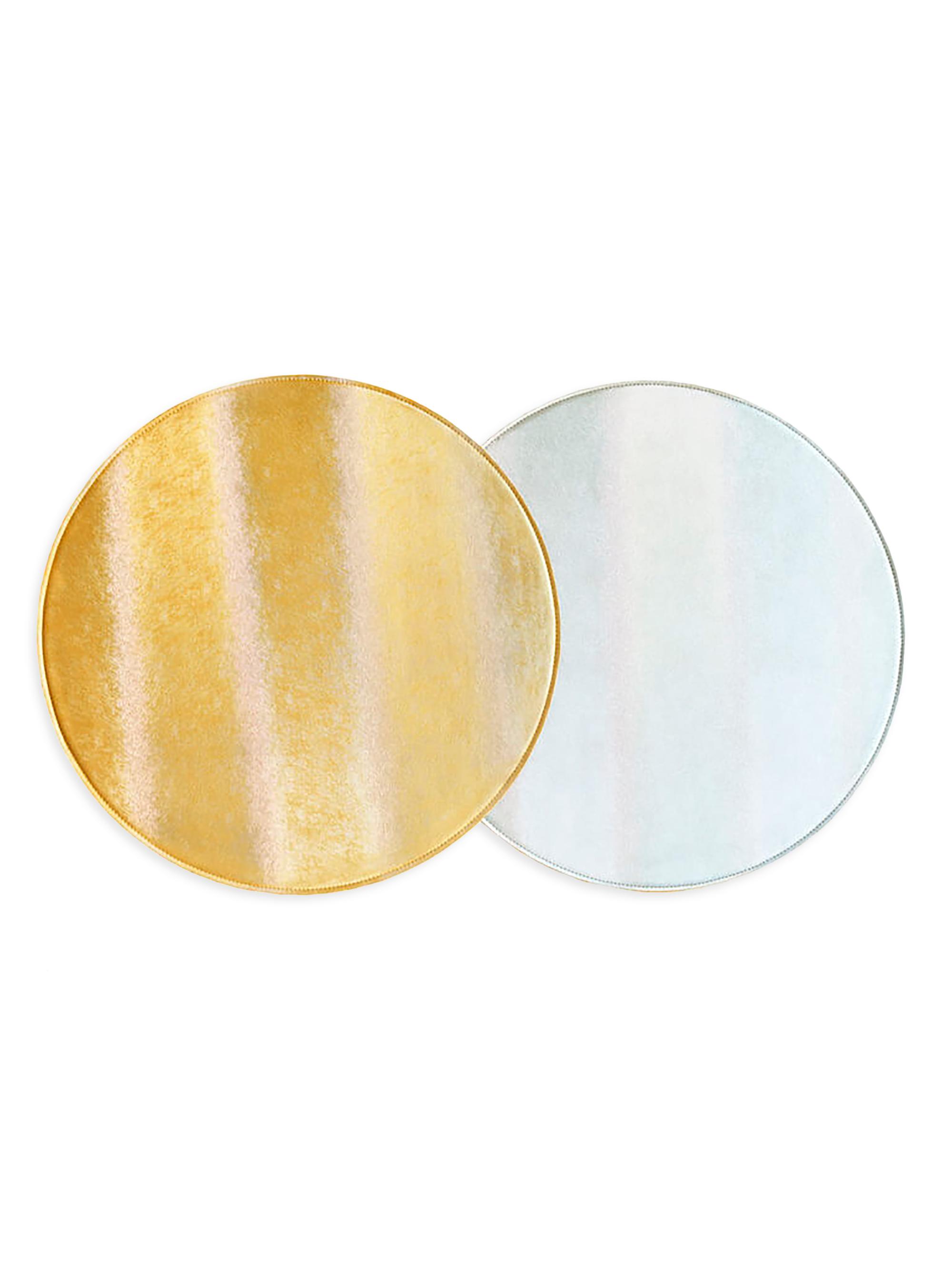 Von Gern Home Textured Metallic Reversible Placemats - Set of 4 - Yellow Blue