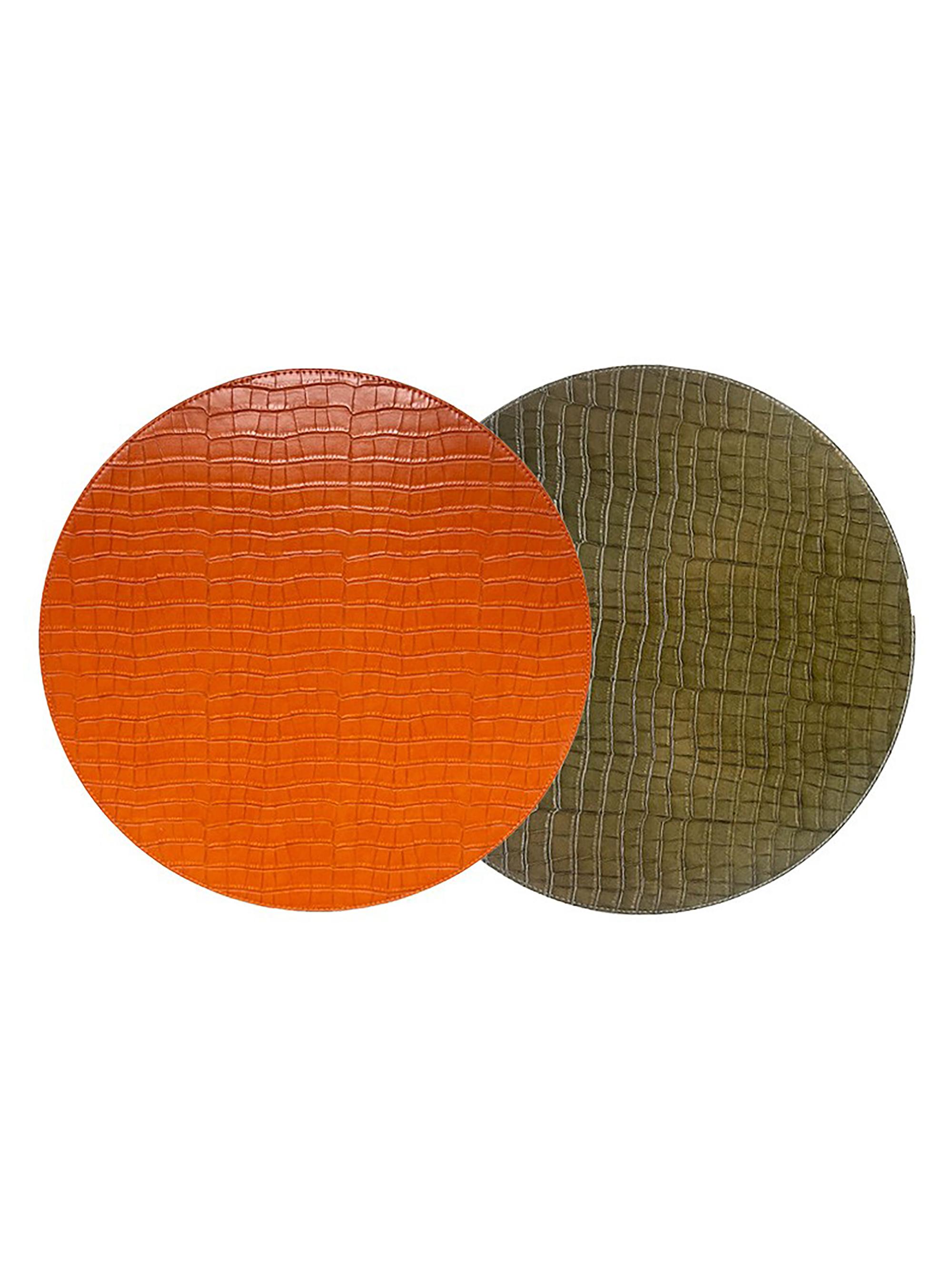 Von Gern Home Croco Reversible Placemats - Set of 4 - Orange Green
