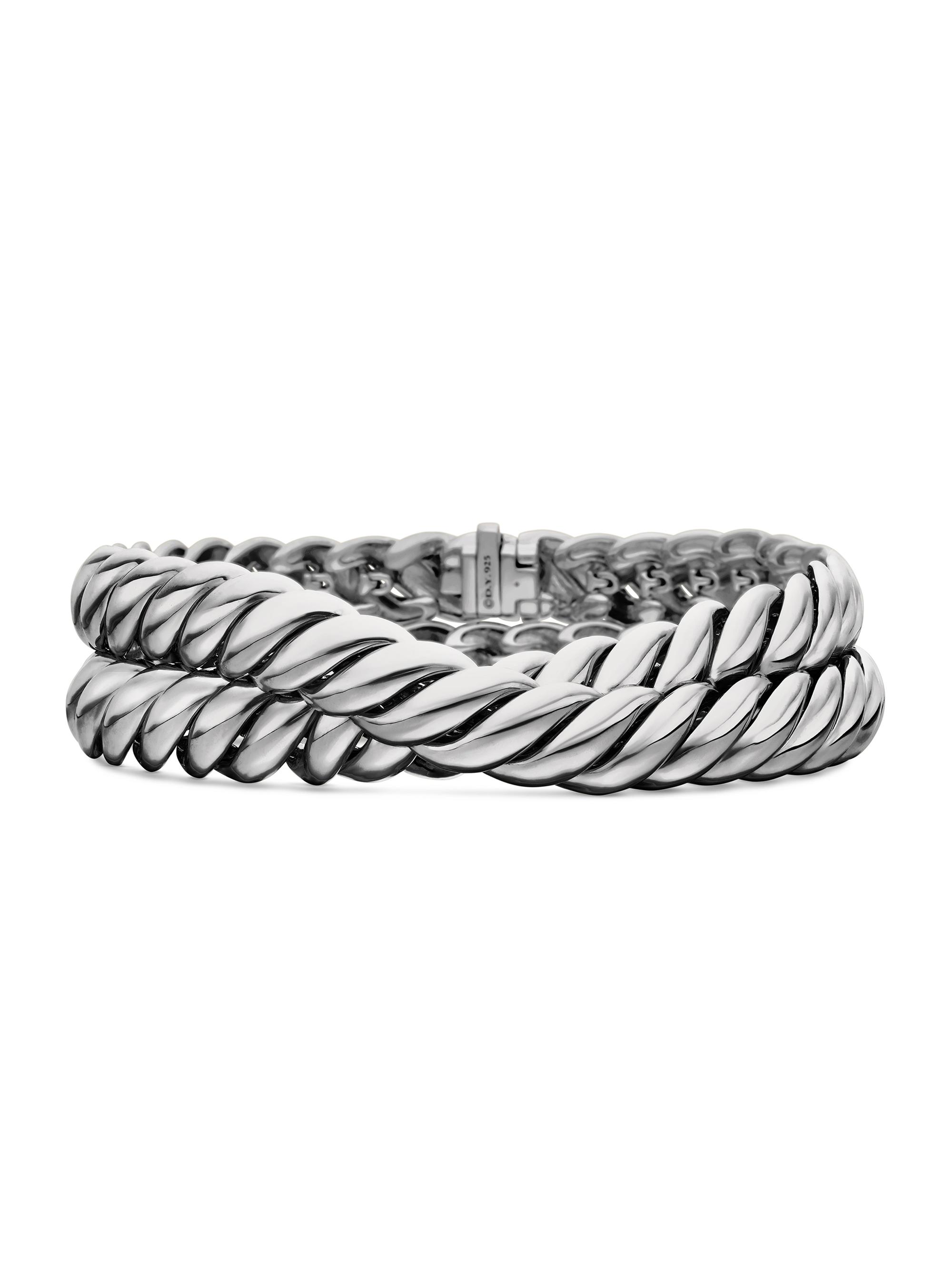 David Yurman Women's Sculpted Cable Double Wrap Bracelet in Sterling Silver - Silver