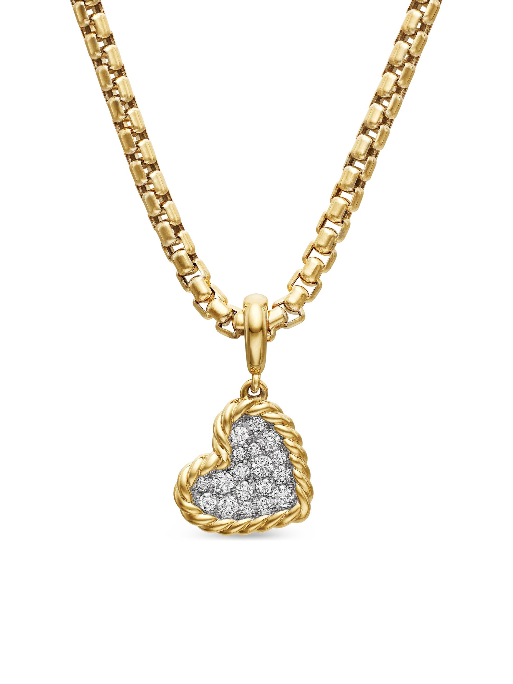 David Yurman Women's DY Elements Heart Pendant In 18K Yellow Gold with Pavé Diamonds - Diamond