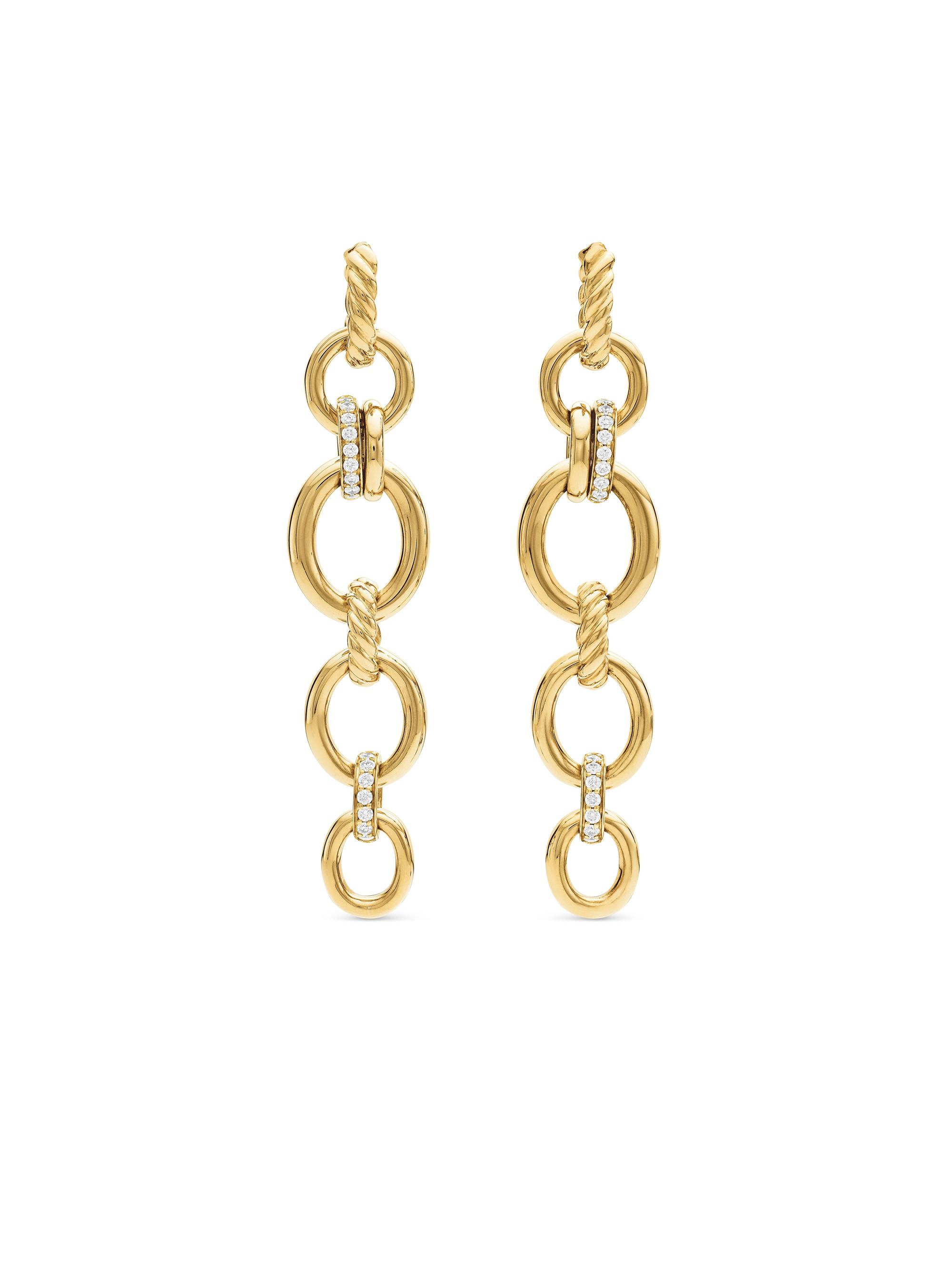 David Yurman Women's DY Mercer Linked Drop Earrings In 18K Yellow Gold With Pavé Diamonds - Diamond