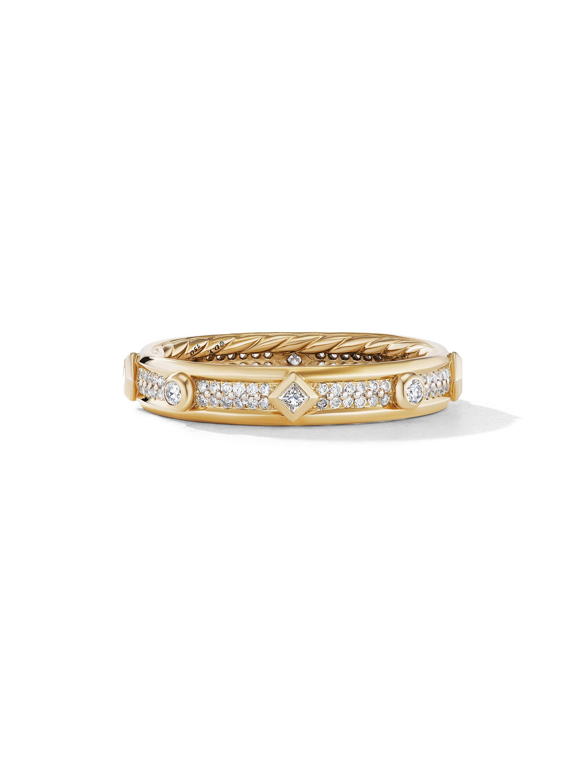 David Yurman Women's Modern Renaissance Band Ring in 18K Yellow Gold - Diamond