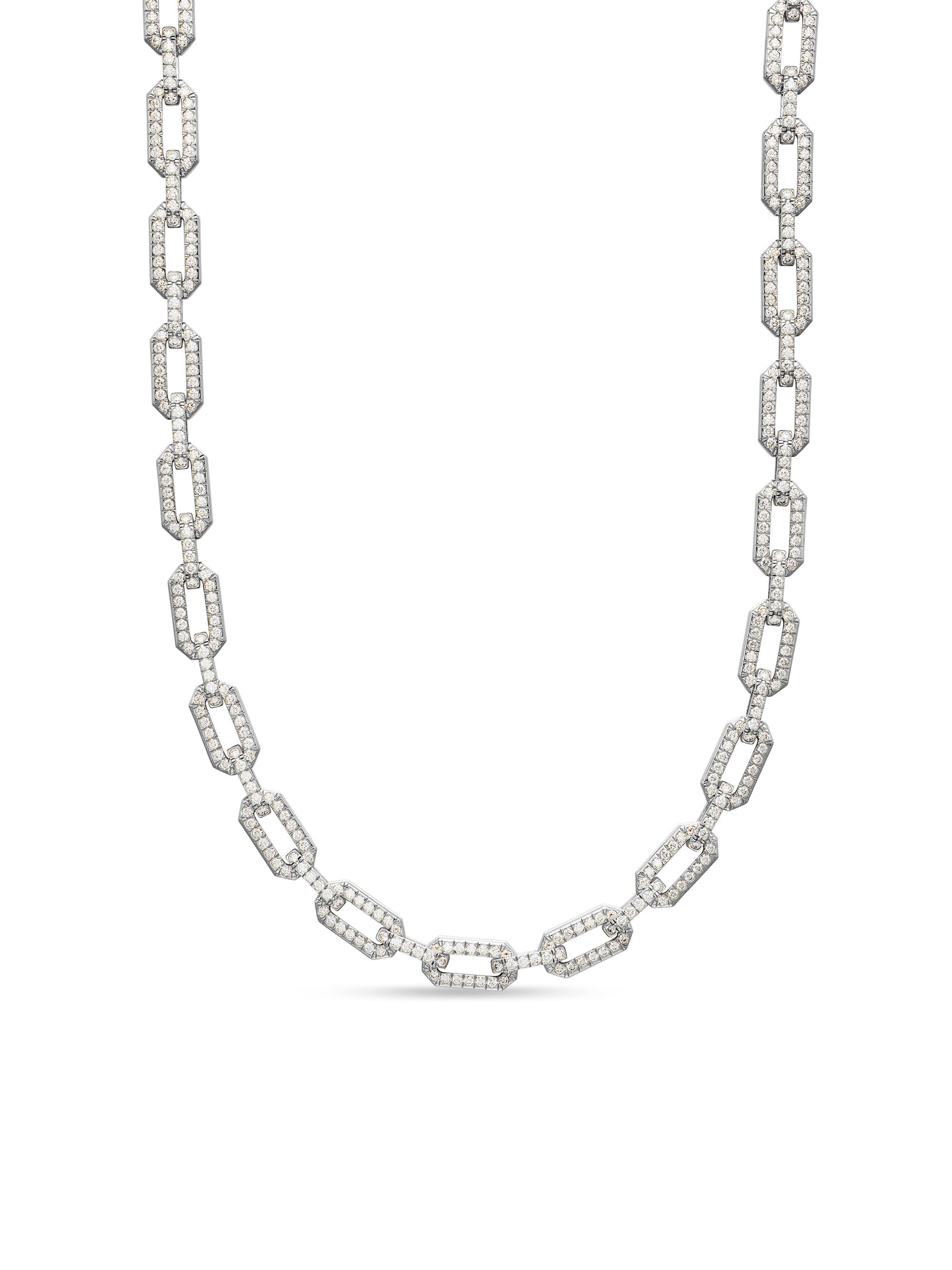 David Yurman Women's Pavé Chain Necklace in K White Gold - White Gold