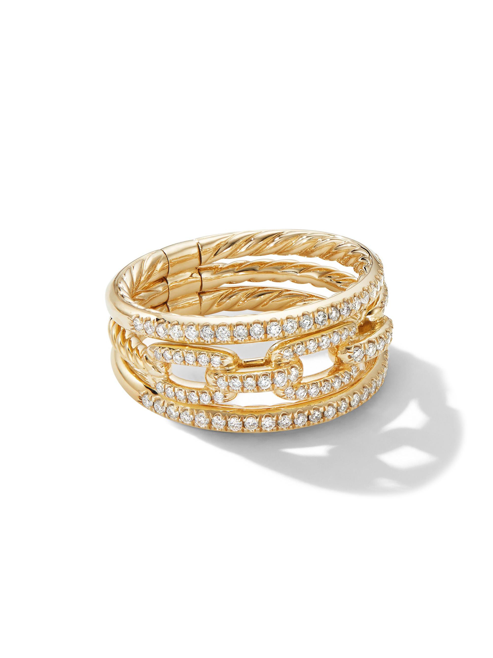 David Yurman Women's Stax Three Row Chain Link Ring In 18K Yellow Gold - Gold